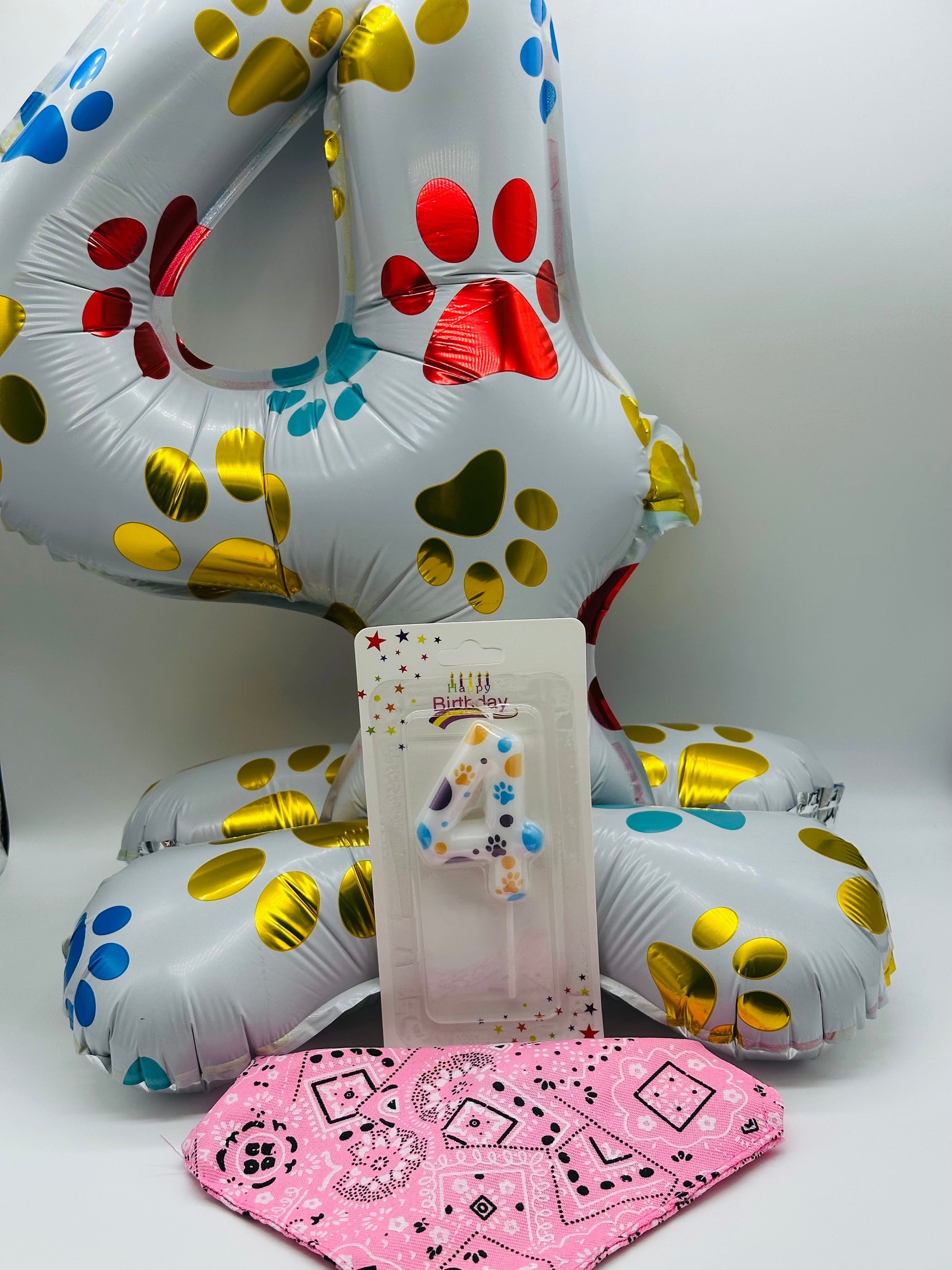 Pet number balloon, number candle and bandana