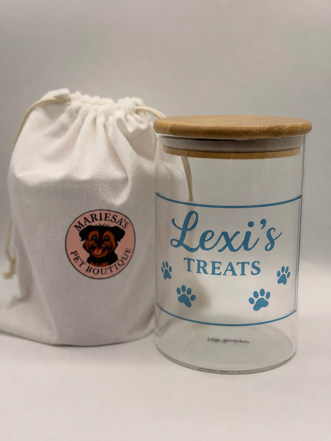 Personalised Pet Treat Jar with Bamboo Lid