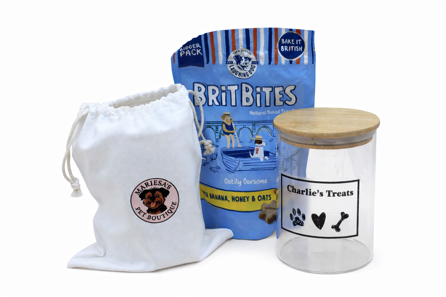Personalised Pet Treat Jar with Bamboo Lid