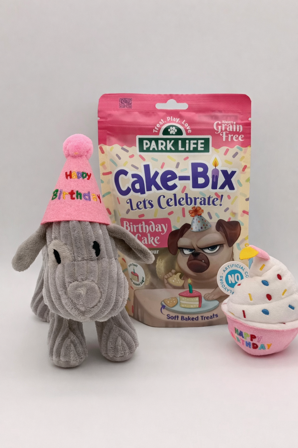 Personalised Dog Birthday Gift Set With soft toys and birthday treats