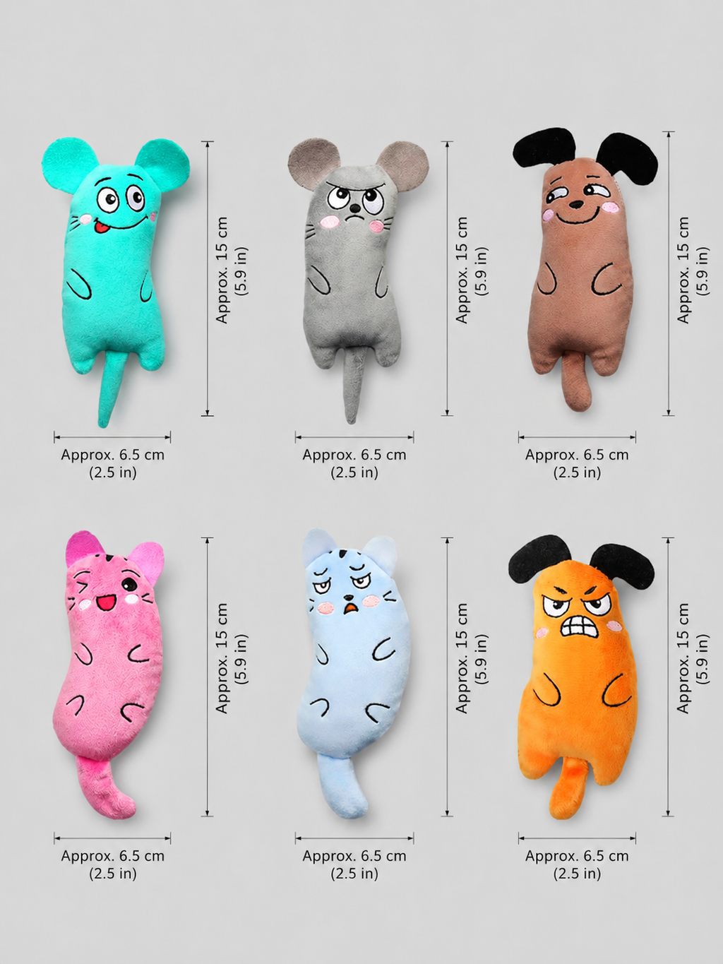 Personalised Catnip Plush Cat Toy Set – 6 Pack