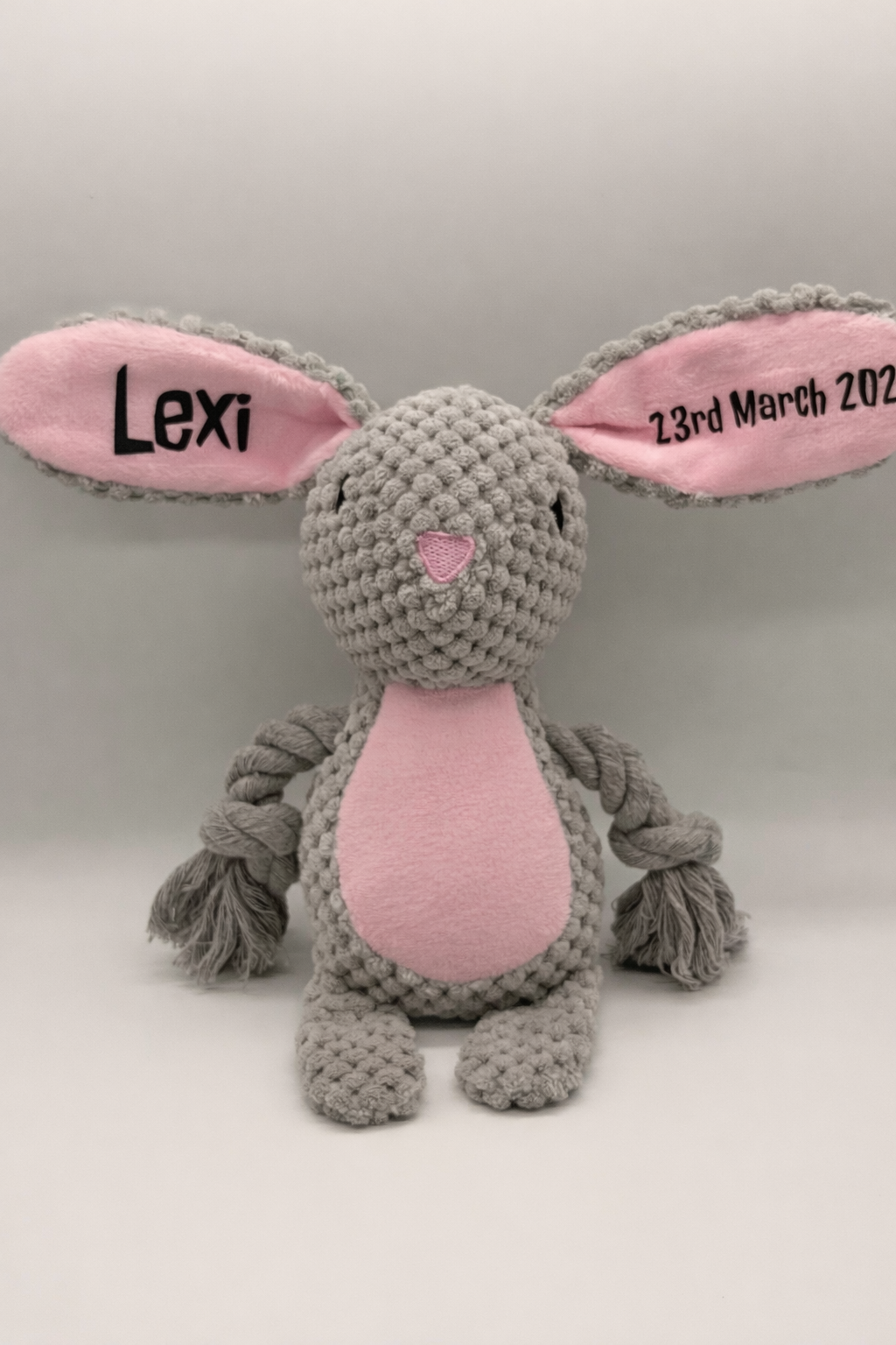 Personalised Bunny Dog Toy | Puppy Name & Date Keepsake