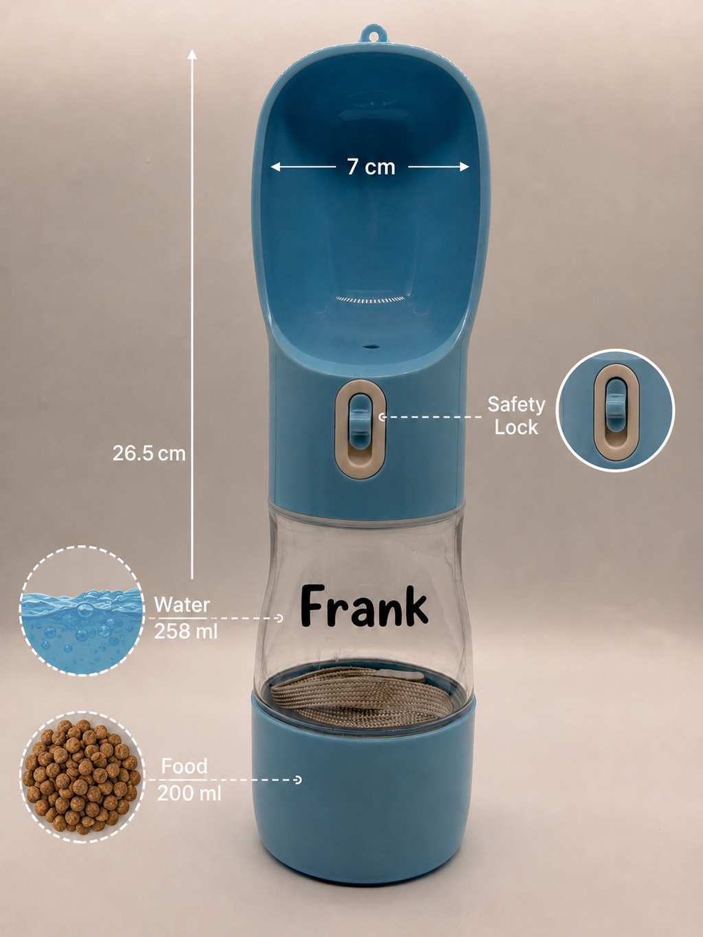 Personalised Portable Pet Water and Food Bottle