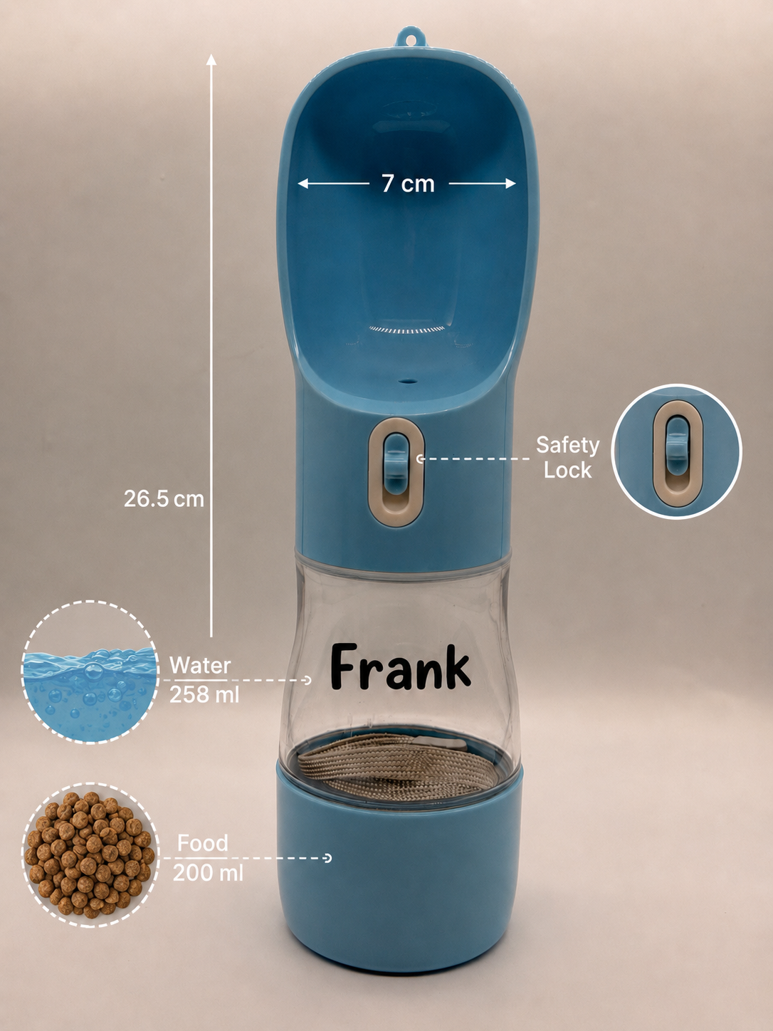 Personalised Portable Pet Water and Food Bottle