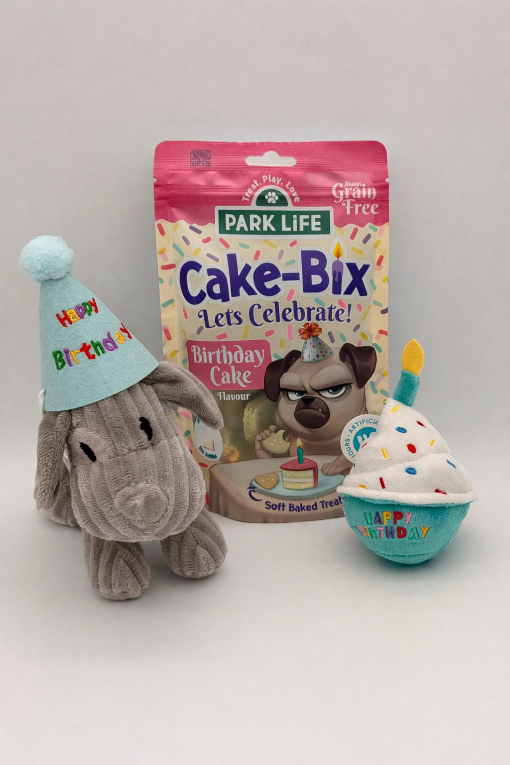 Personalised Dog Birthday Gift Set With soft toys and birthday treats