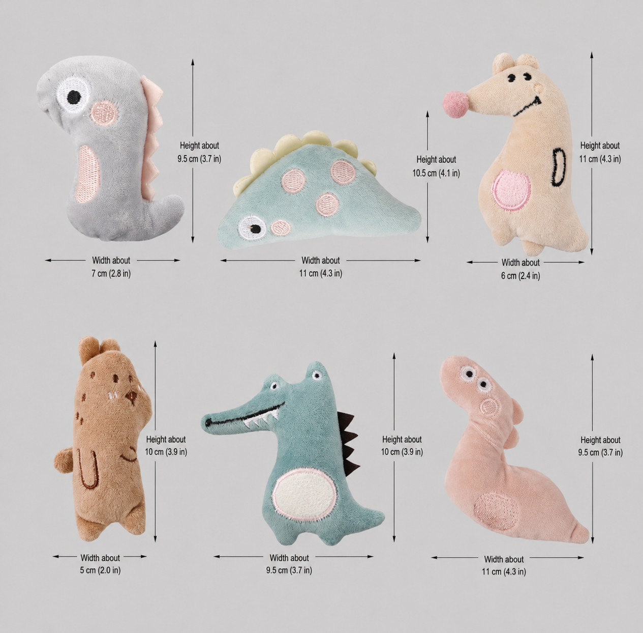 Personalised Catnip Plush Toy Set – 6 Pack