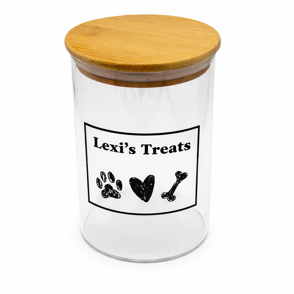 Personalised Pet Treat Jar with Bamboo Lid