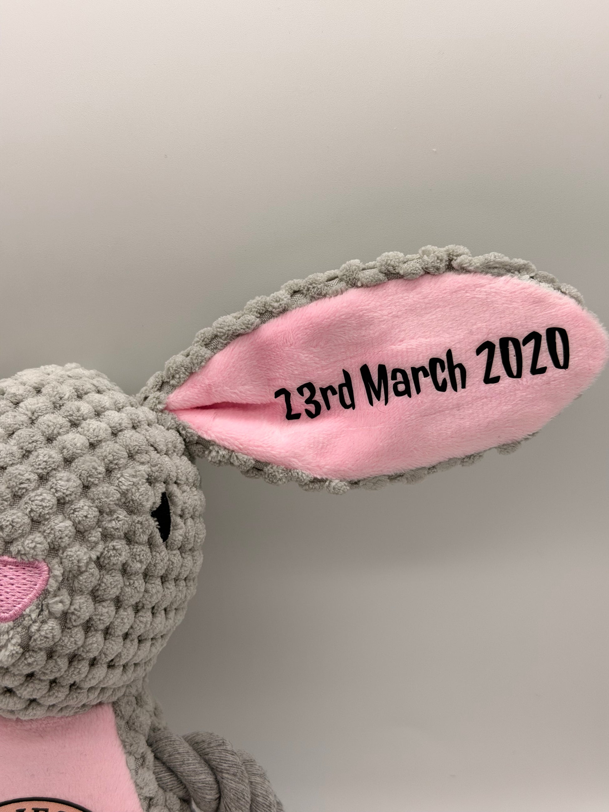 Personalised Bunny Dog Toy | Puppy Name & Date Keepsake