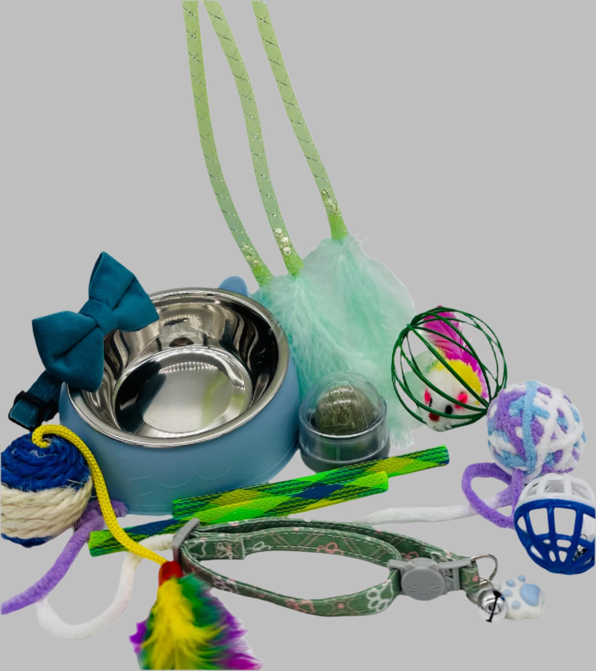 Cat Gift Box with bowl, bow, collar and toys
