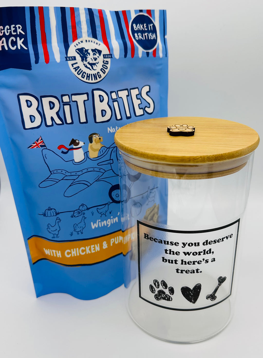 Personalised Pet Treat Jar with Bamboo Lid