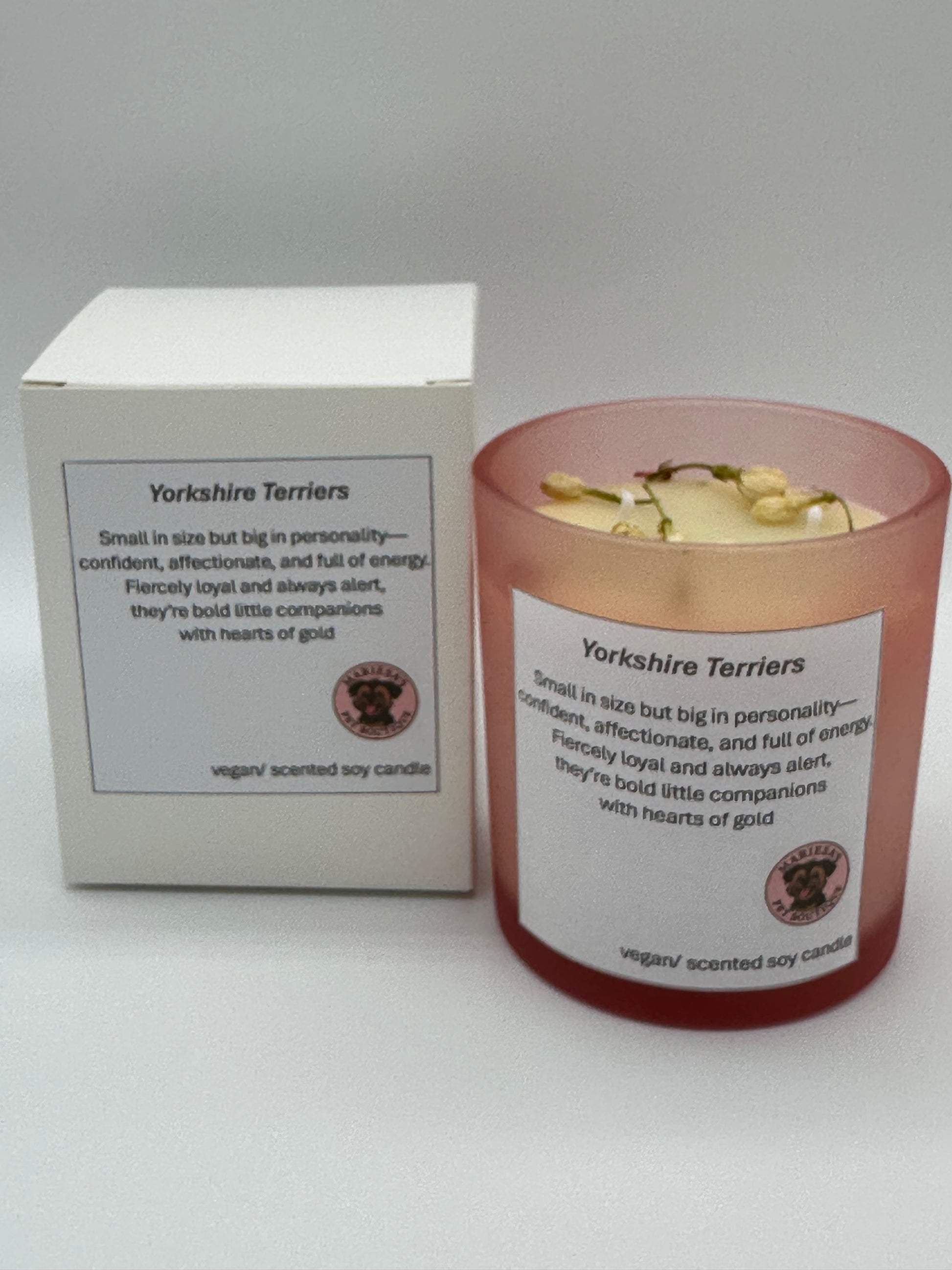 Yorkshire Terrier Lovers Gift Set with candle, photo frame and wooden plaque