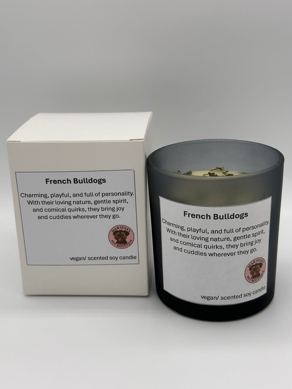 French Bulldog Lovers Gift Set with photo frame, candle and pouch