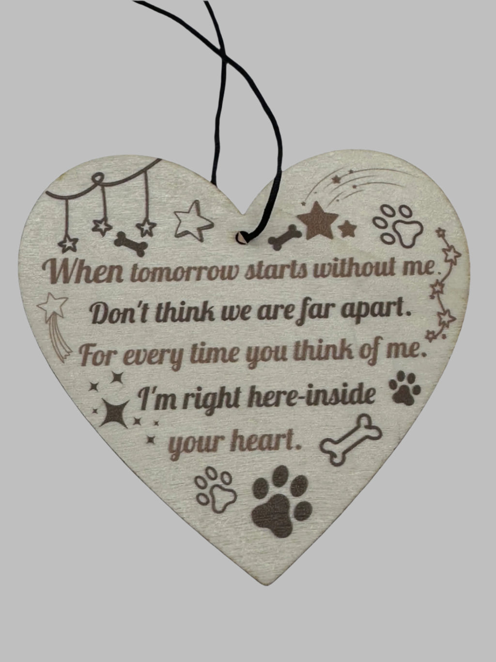 Pet Memorial Keepsake Box with wooden photo frame, candle, sign, glass keepsake bottle and more