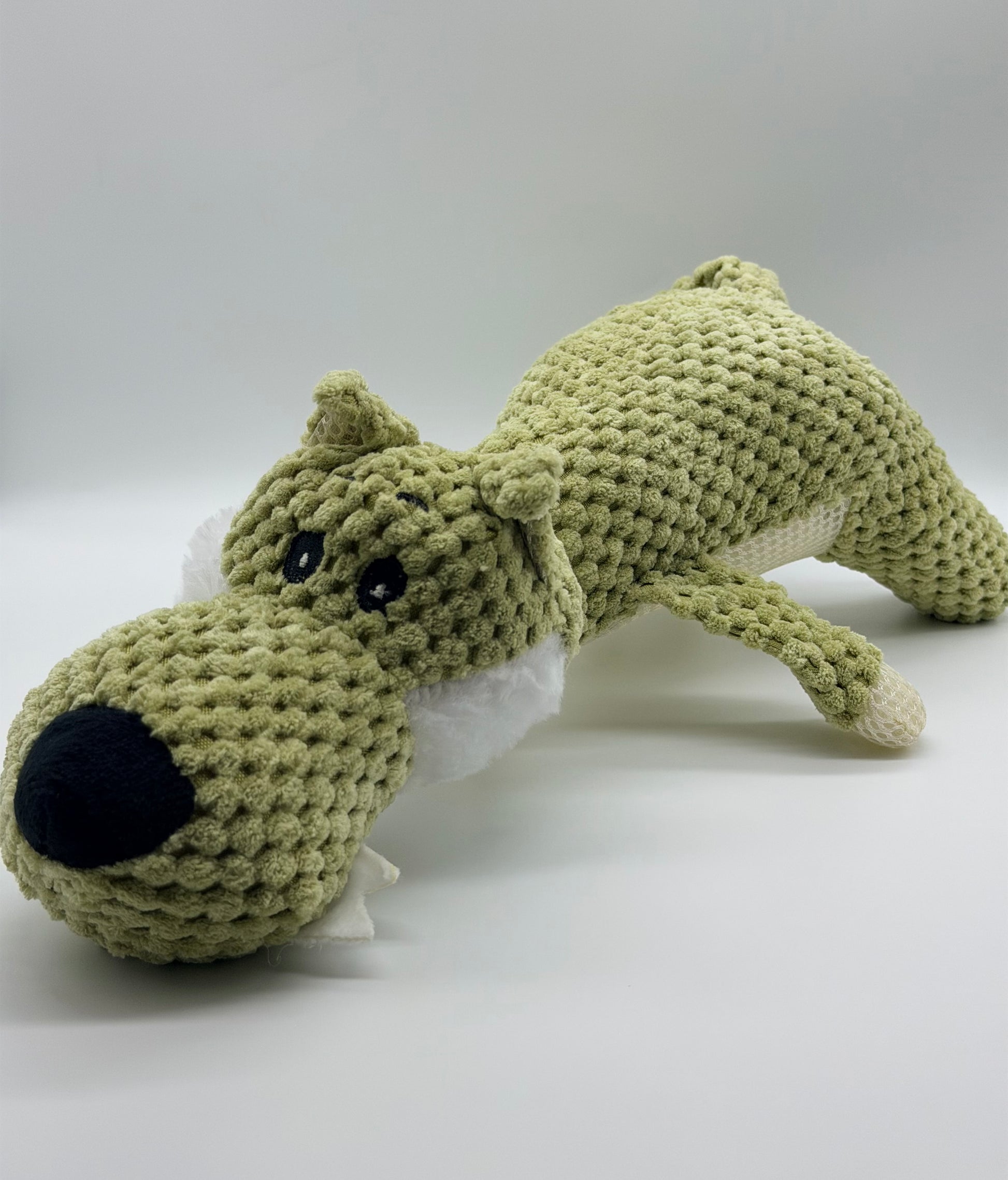Sage Green Wolf Plush Dog Toy (Velmora Collection)