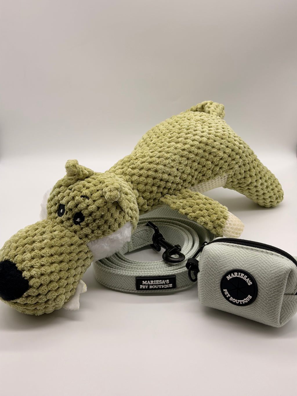 Sage Green Wolf Plush Dog Toy (Velmora Collection)