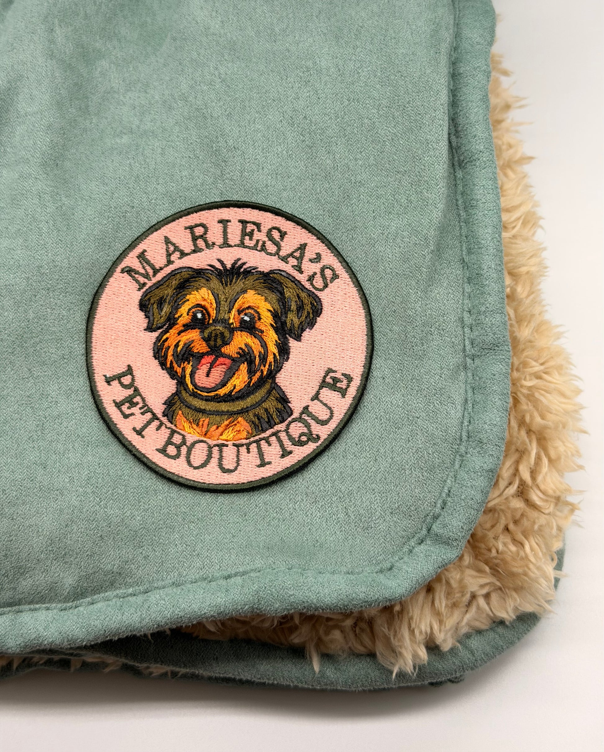 Sage green warm dog blanket 110cm x 75cm (Velmora Collection)