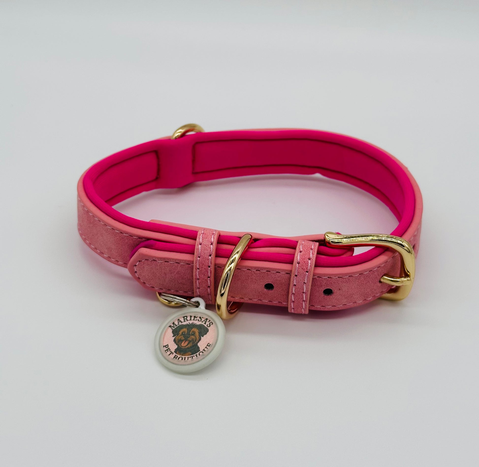 Dachshund Leather Collar with soft padding and charm