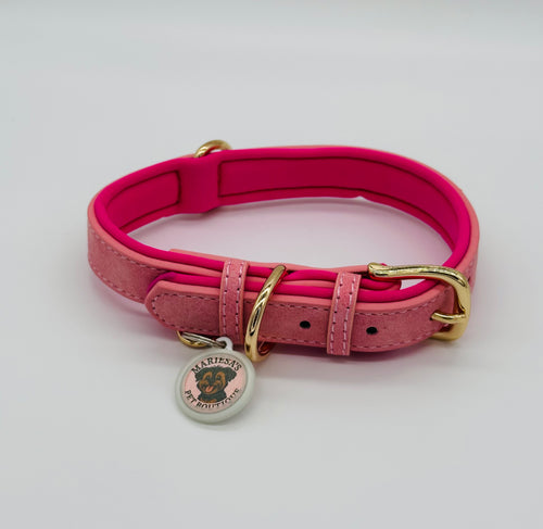 Dachshund Leather Collar with soft padding and charm