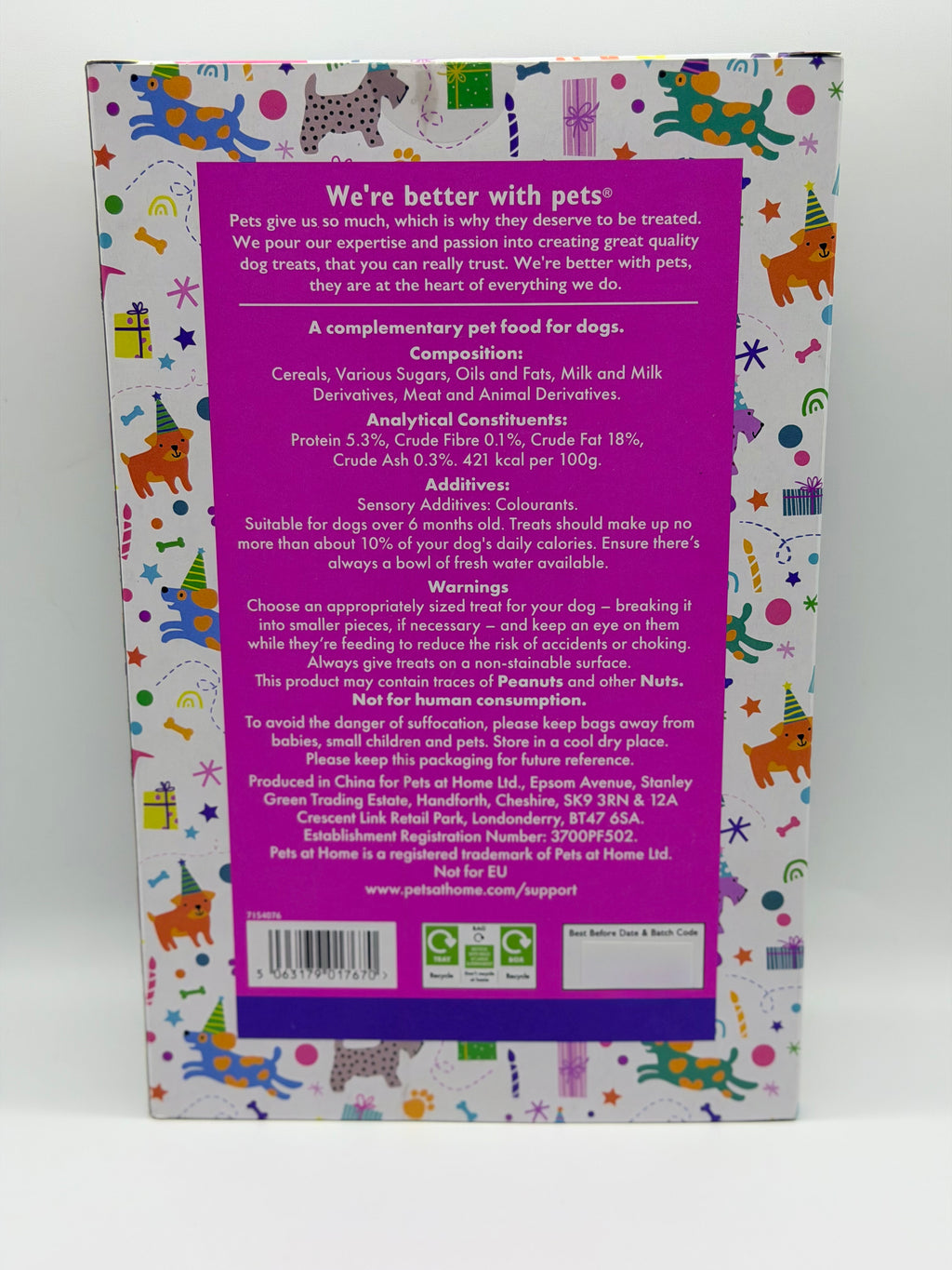 Personalised Pet Birthday Gift Set – Dog Birthday Toy & Biscuit Box (Blue or Pink)