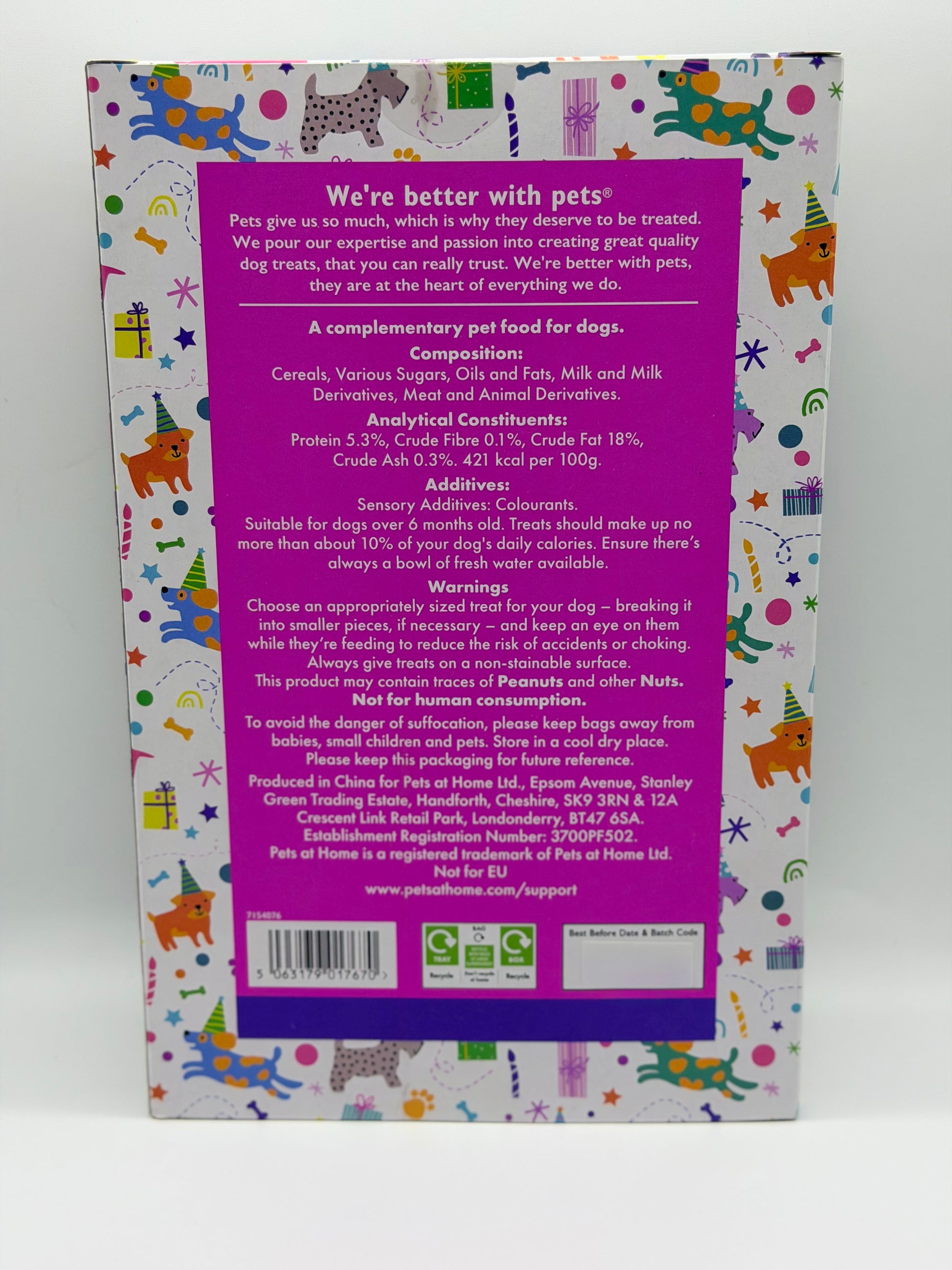Personalised Pet Birthday Gift Set – Dog Birthday Toy & Biscuit Box (Blue or Pink)