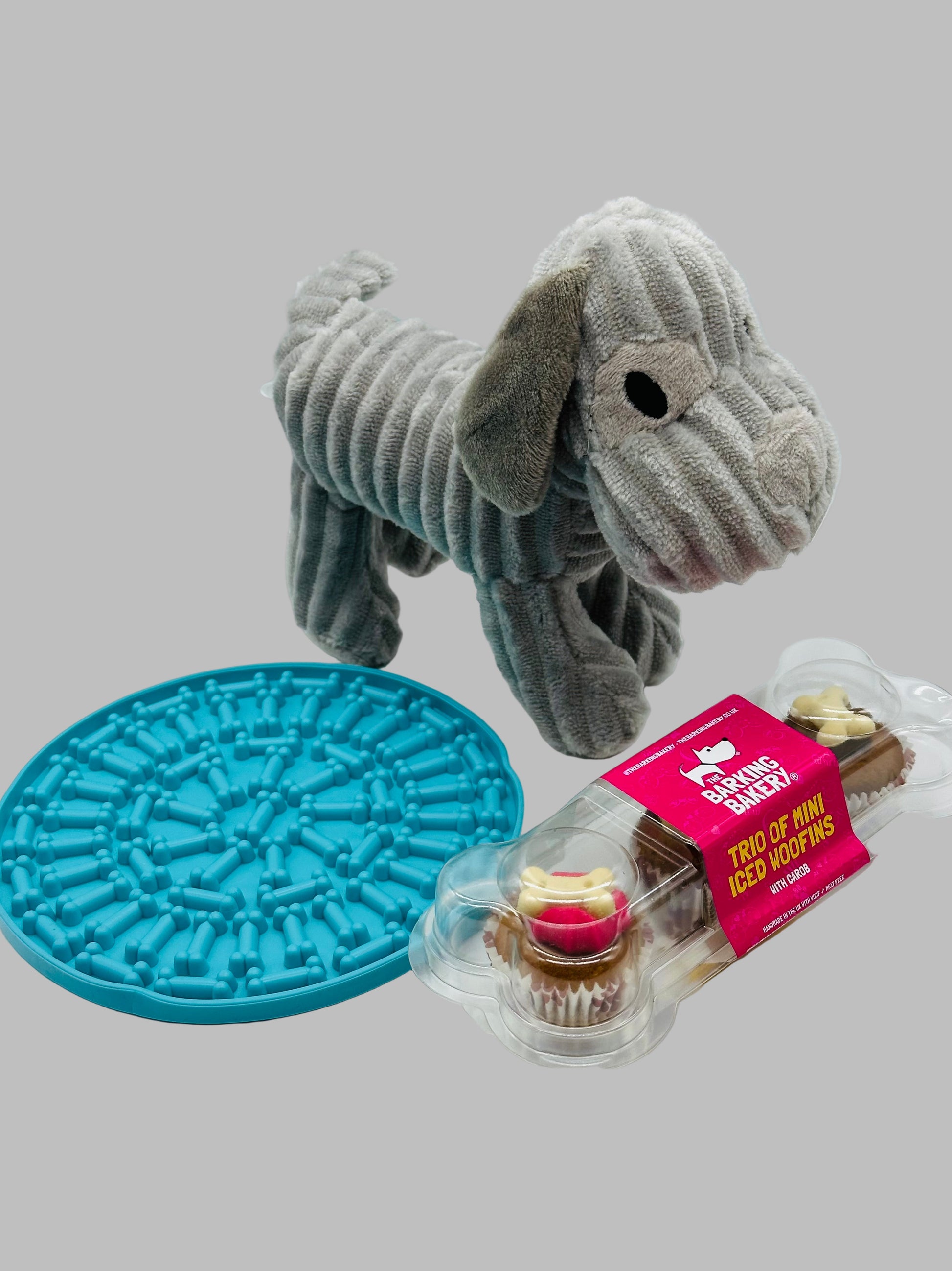 Lick and Treat Mat Gift Set with cupcakes and soft toy - Small breed