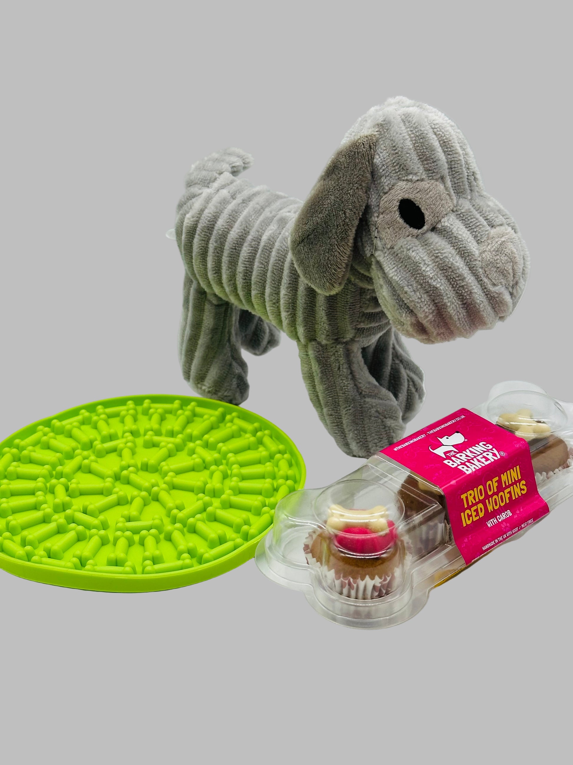 Lick and Treat Mat Gift Set with cupcakes and soft toy - Small breed