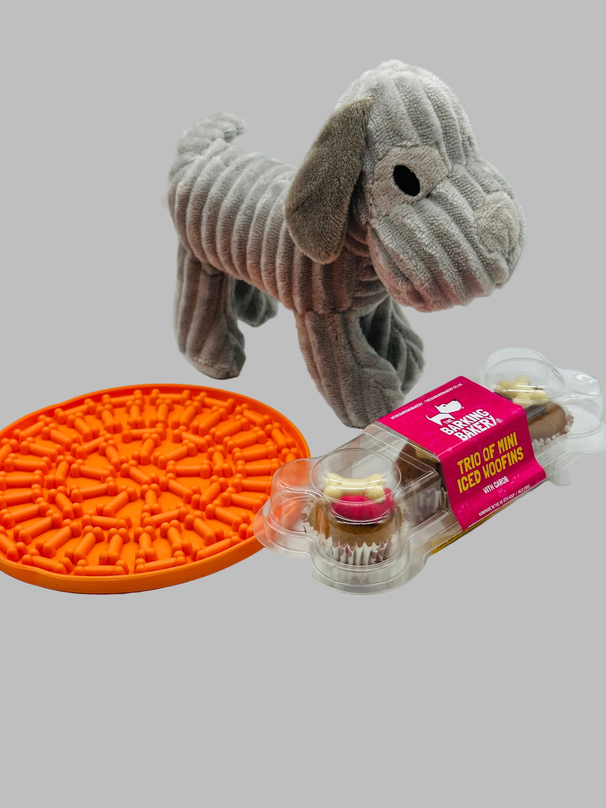 Lick and Treat Mat Gift Set with cupcakes and soft toy - Small breed
