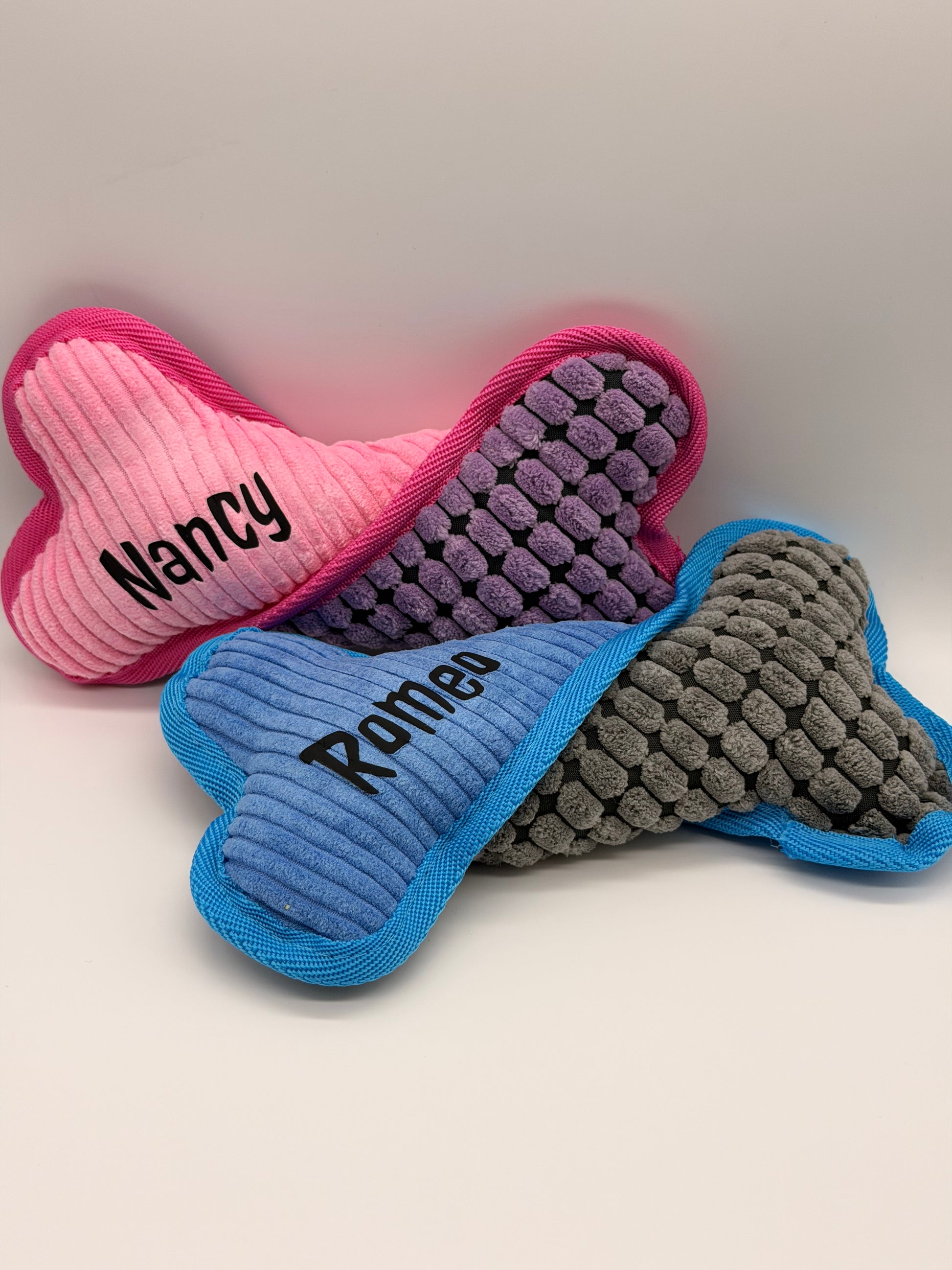 Personalised squeaky bone dog toy