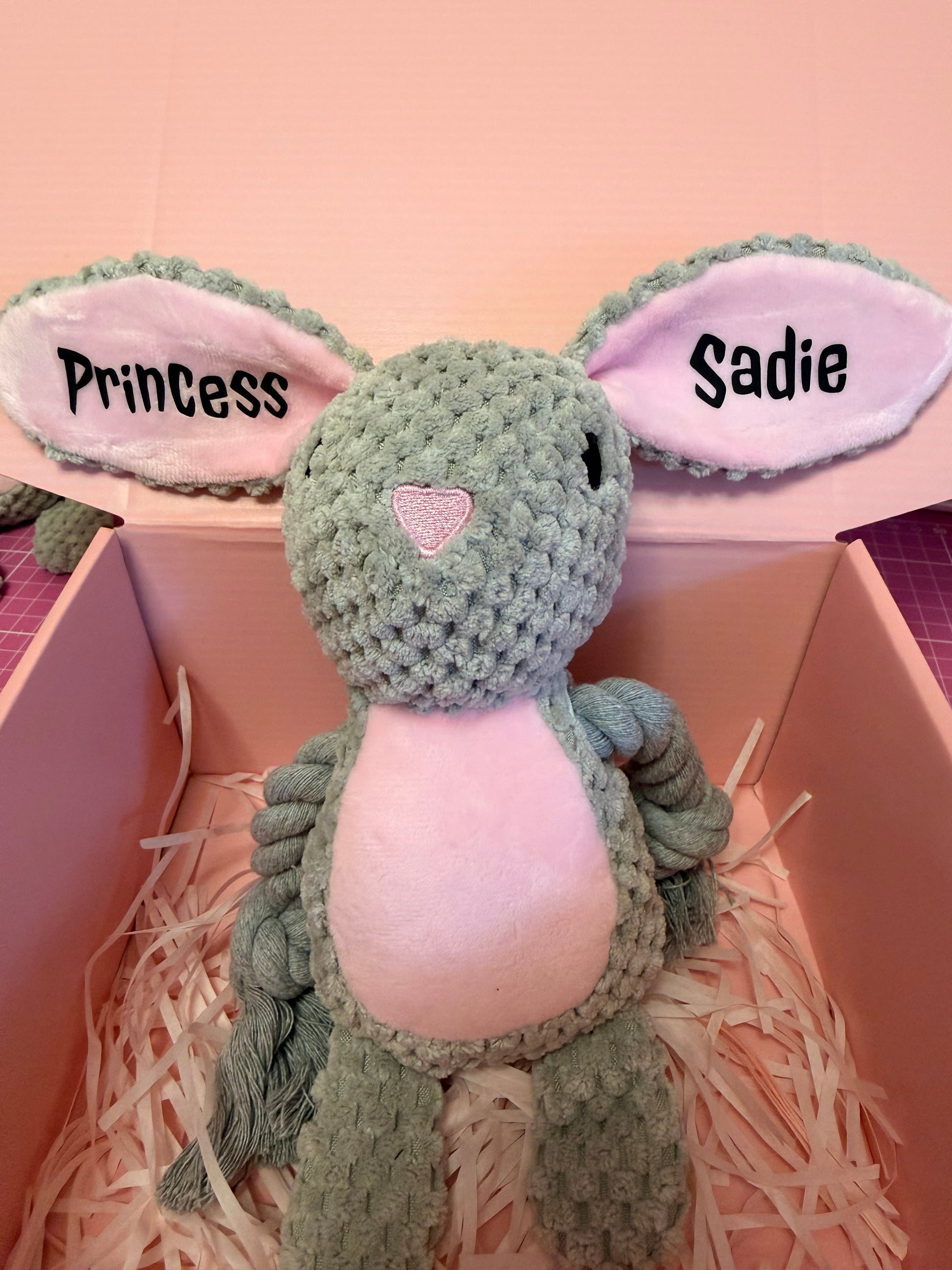 Personalised Bunny Dog Toy | Puppy Name & Date Keepsake