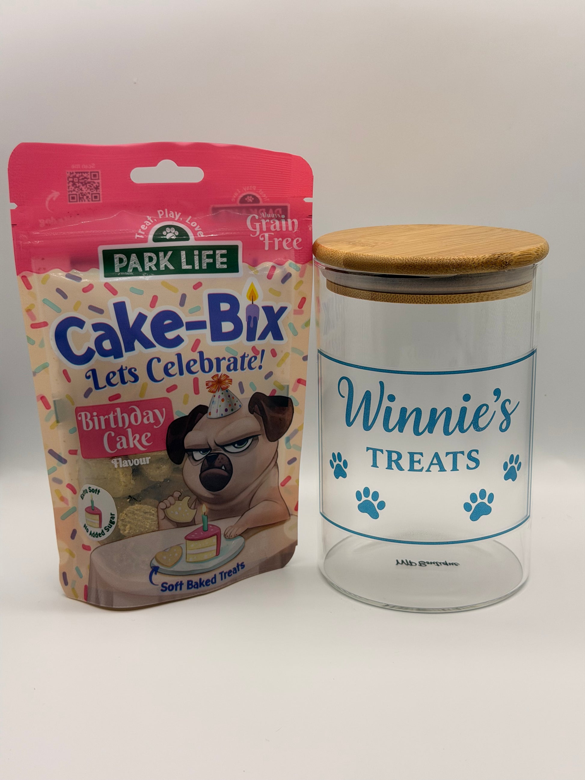 Personalised Pet Treat Jar with Bamboo Lid