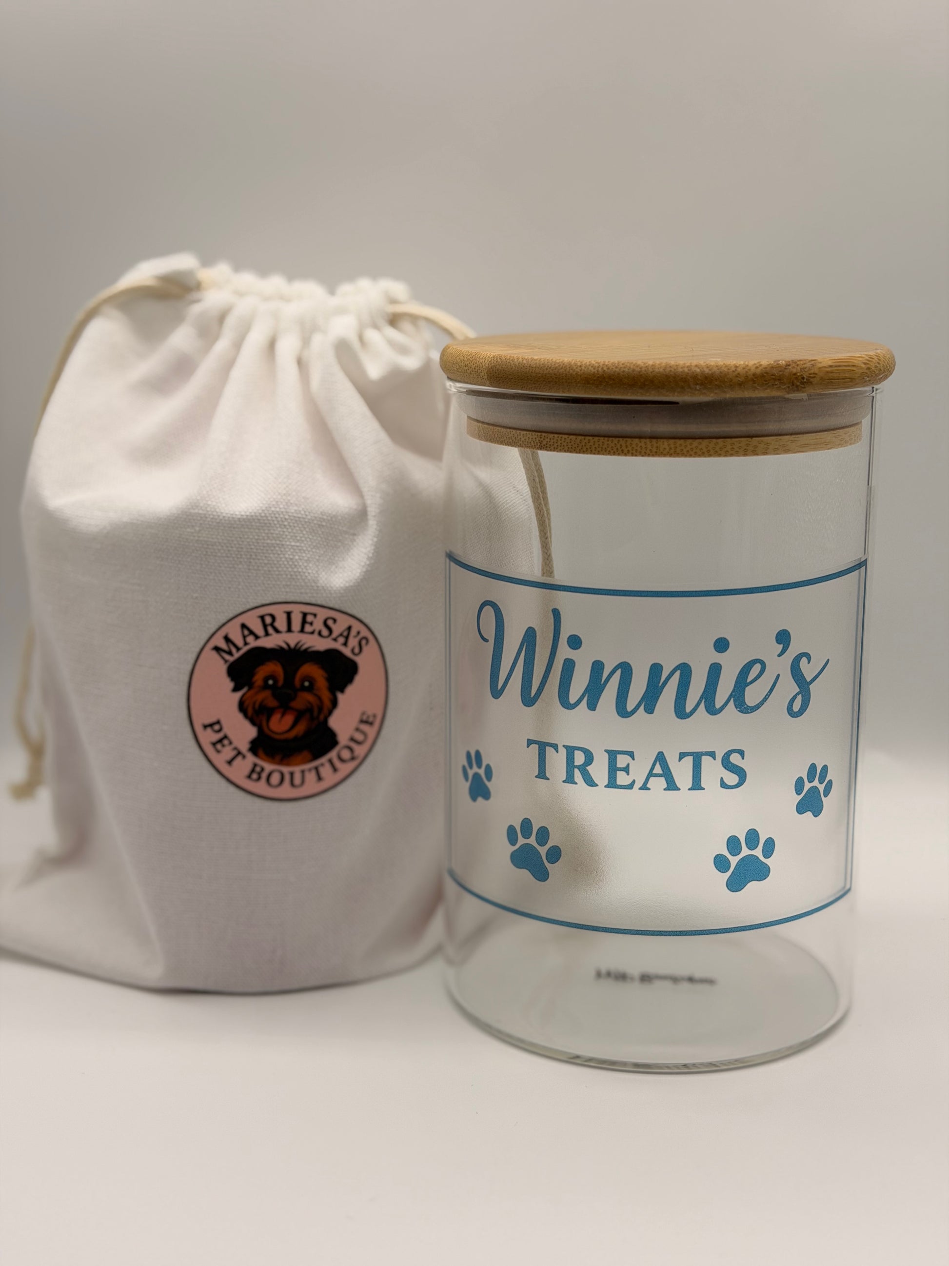 Personalised Pet Treat Jar with Bamboo Lid