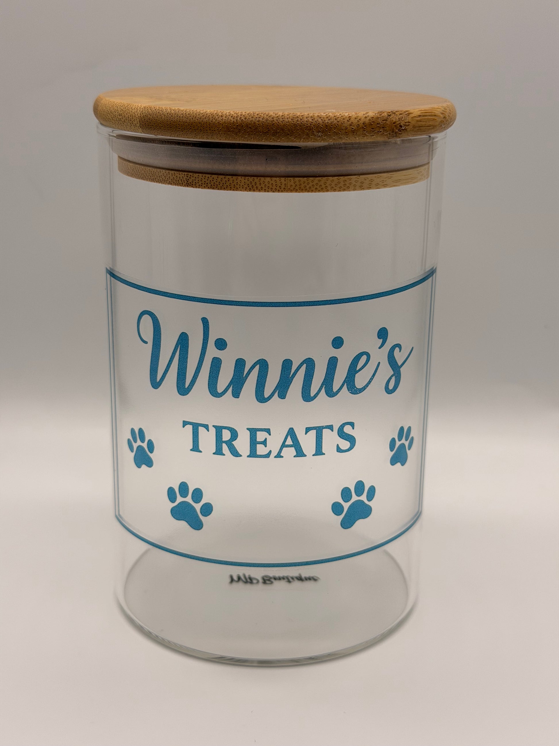 Personalised Pet Treat Jar with Bamboo Lid