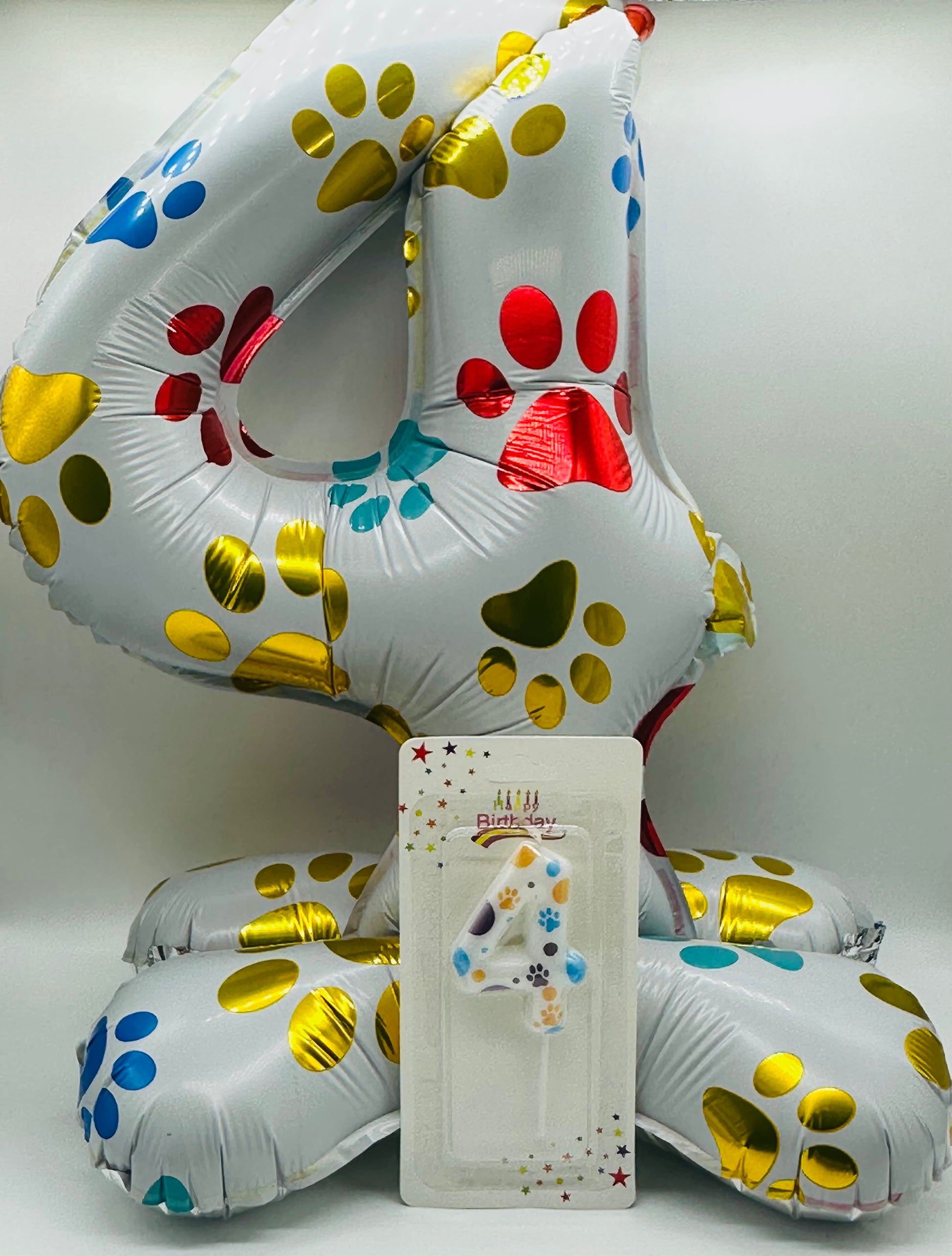 Pet number balloon, candle, bandana and happy birthday ball