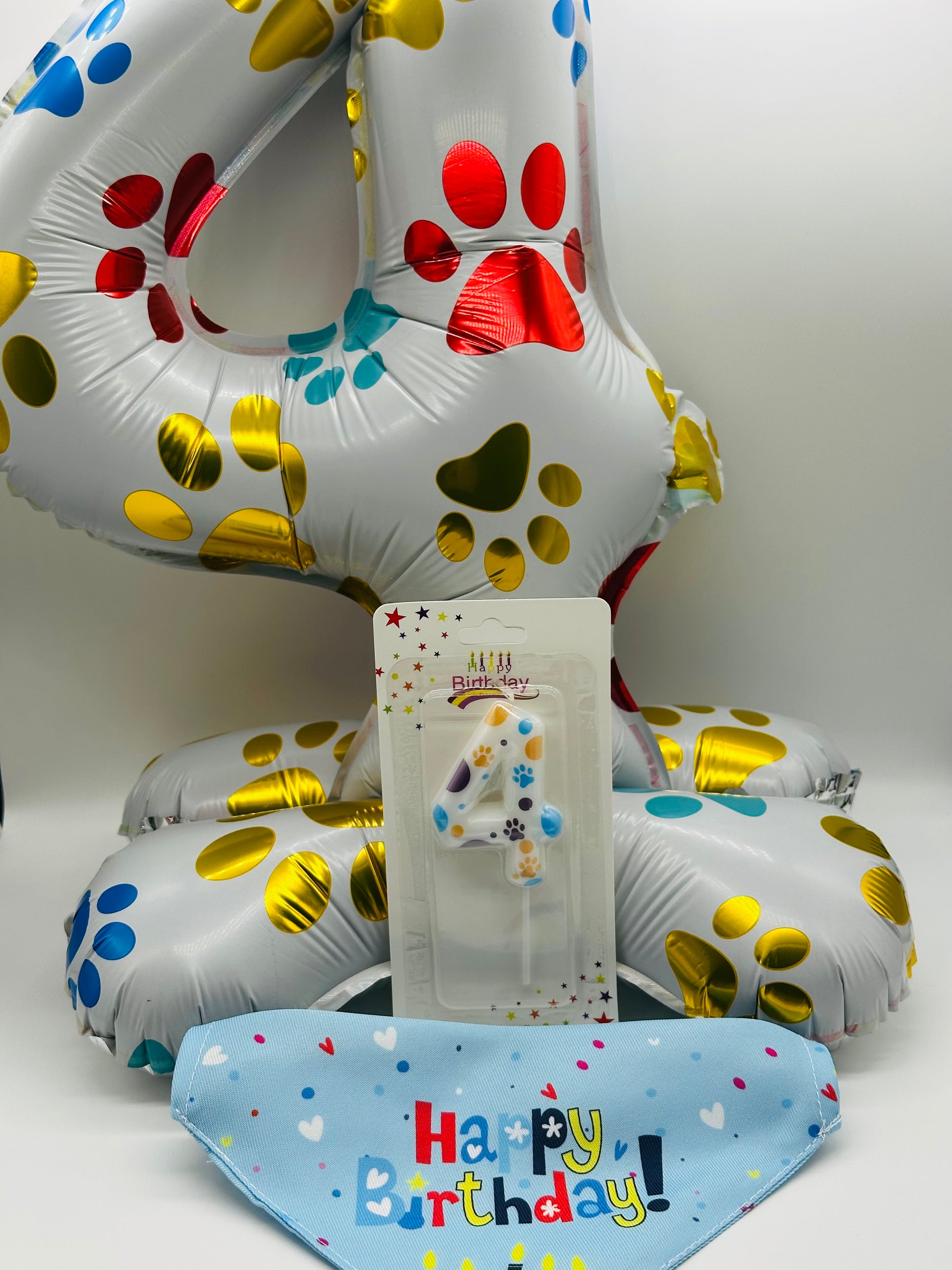 Pet number balloon, number candle and bandana