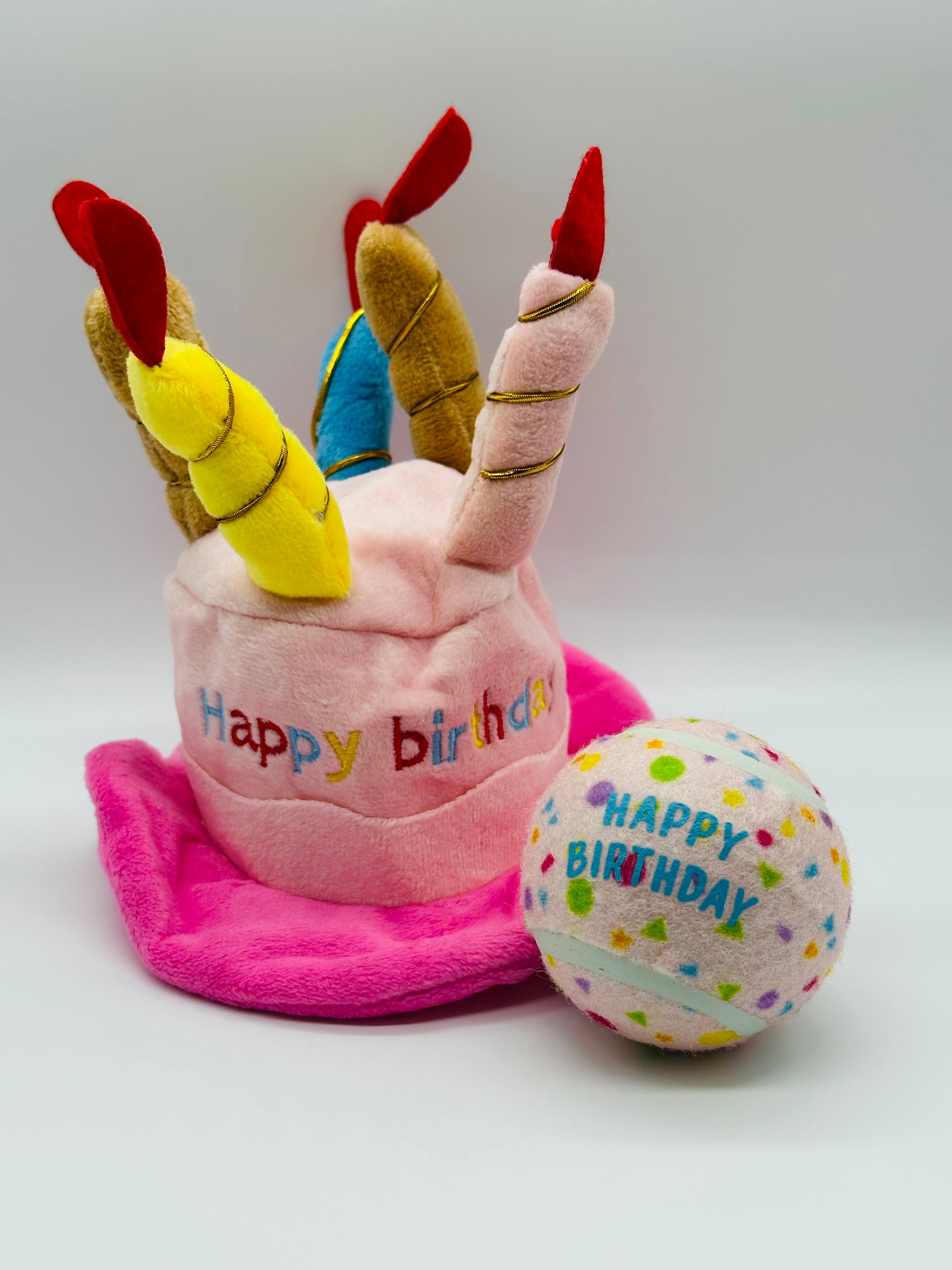 Dog birthday hat, birthday ball and dog eclairs