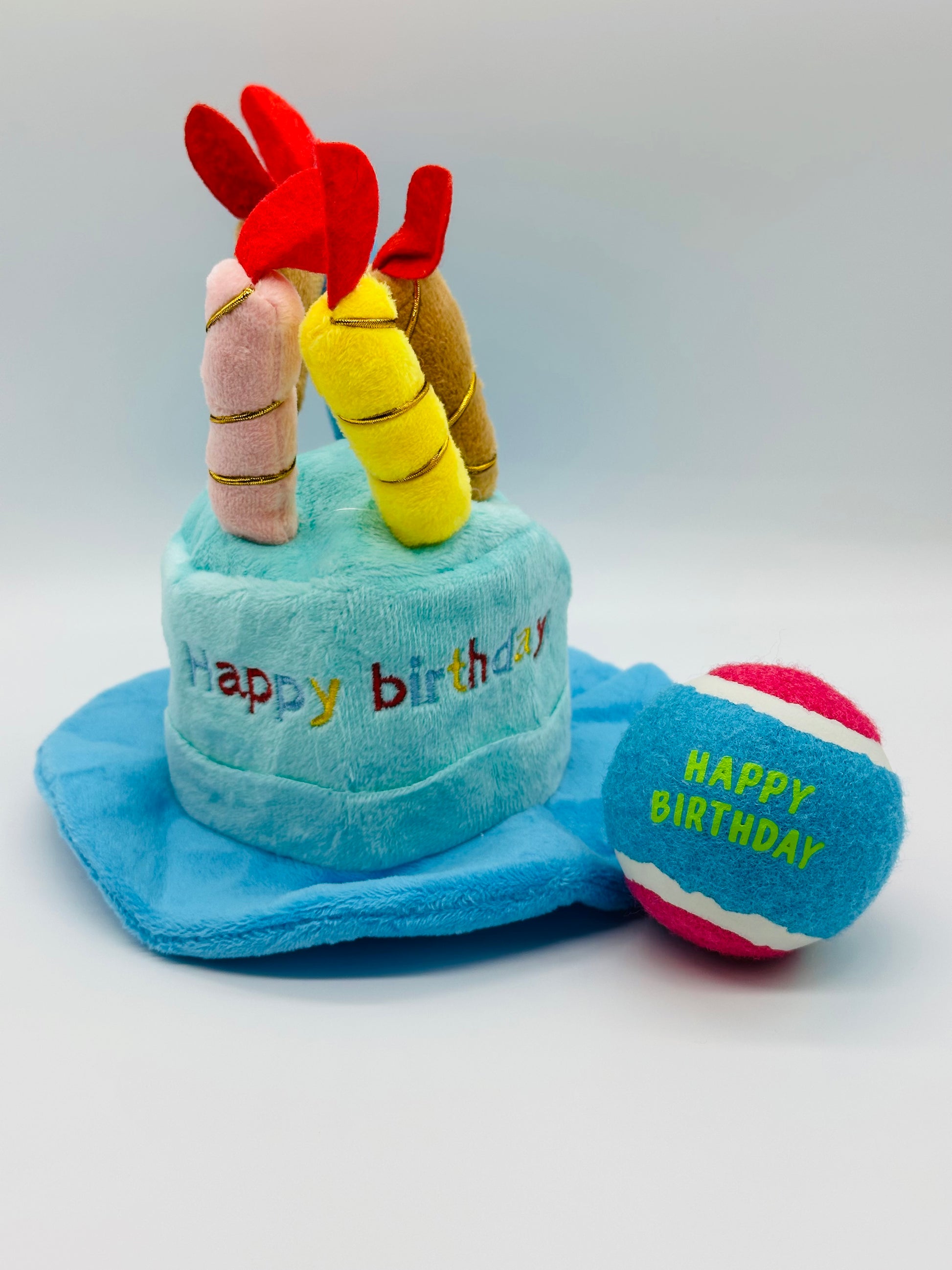 Dog birthday hat, birthday ball and dog eclairs