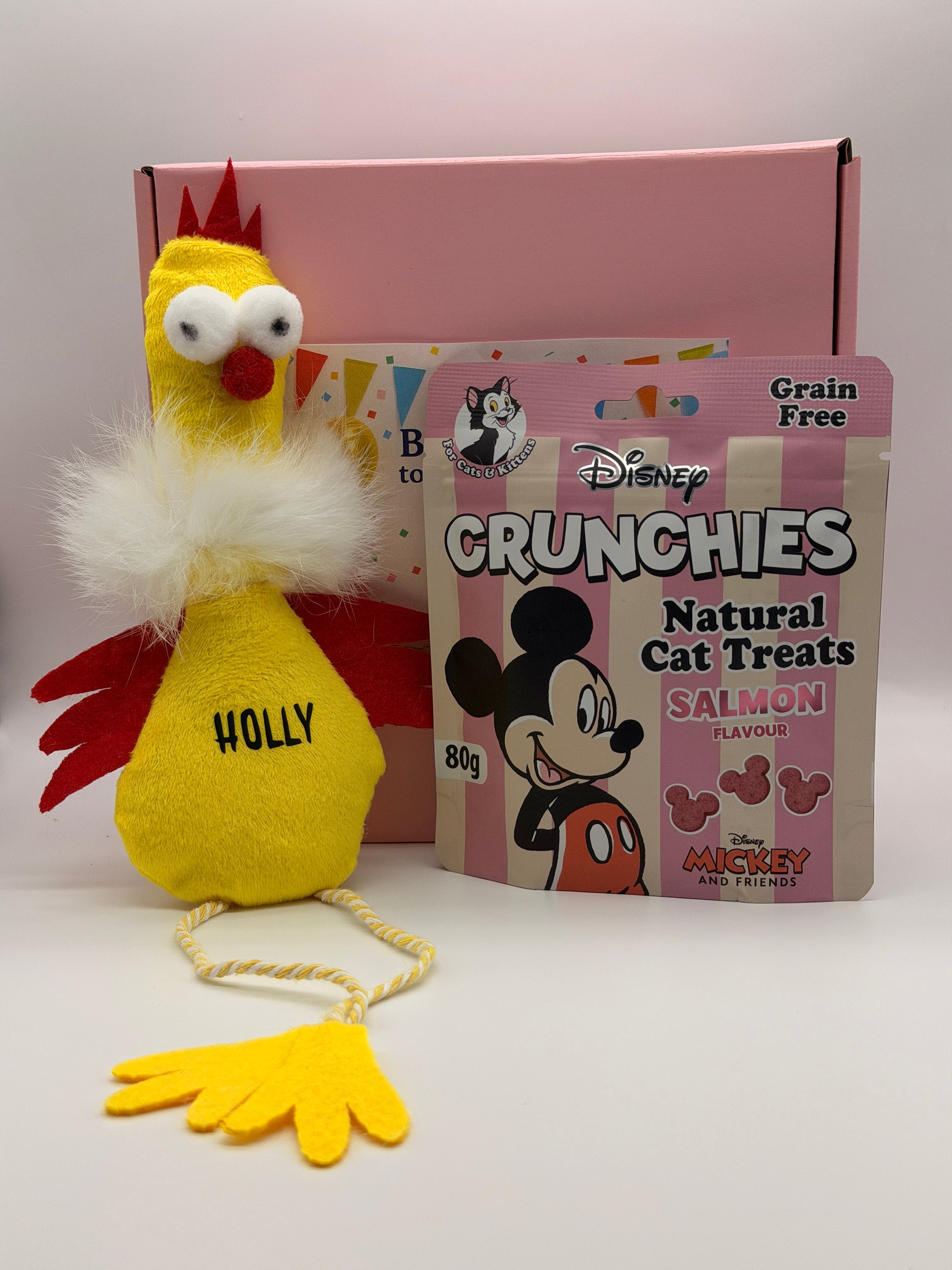 Personalised Cat Birthday Gift Box – Catnip Chick Toy and Treats