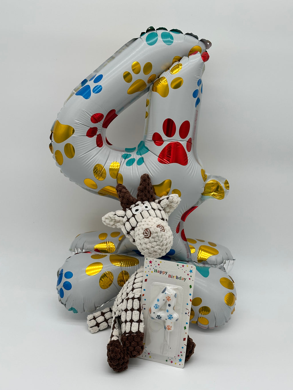 Dog number balloon, candle and soft squeaky animal set