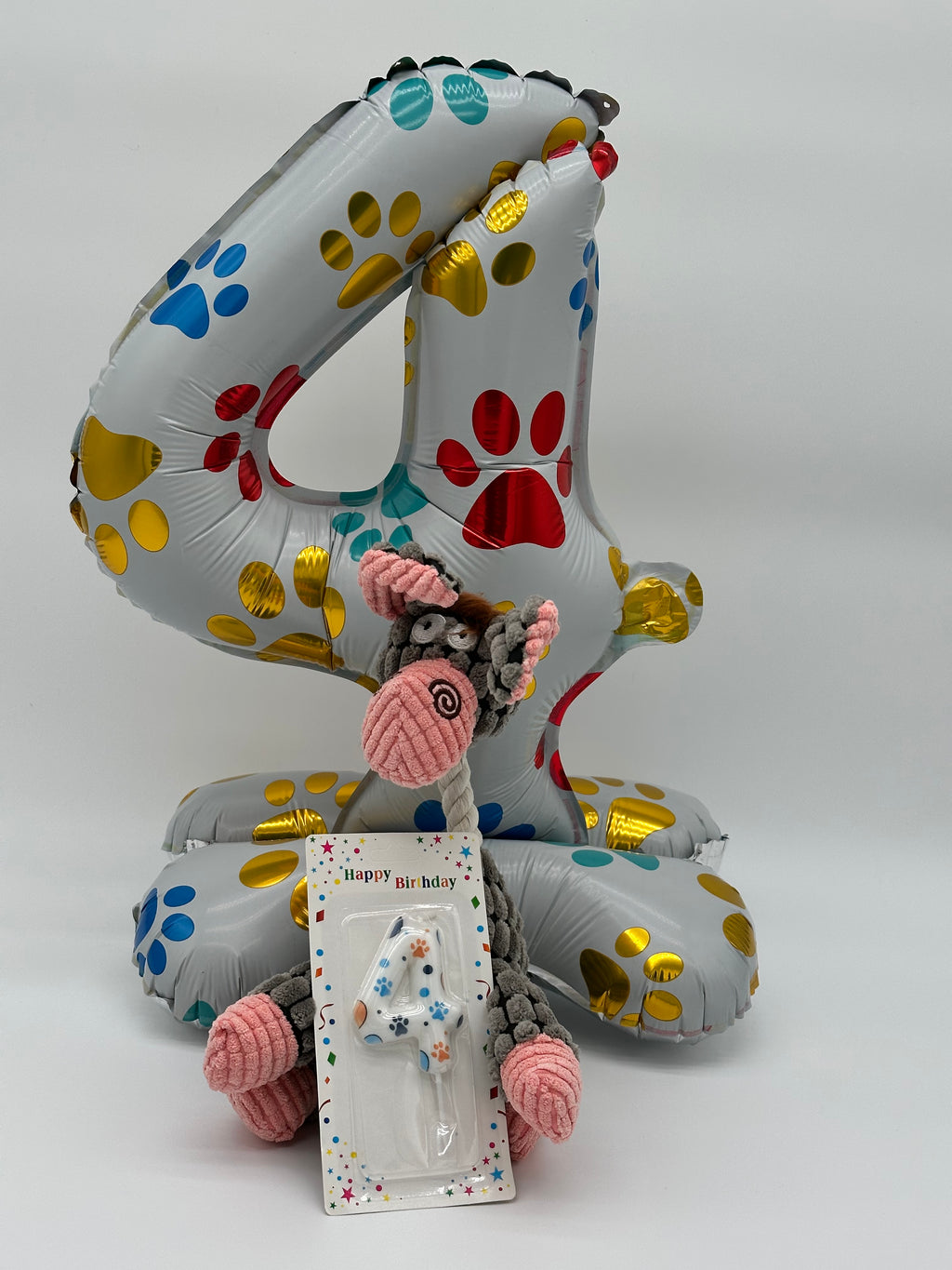 Dog number balloon, candle and soft squeaky animal set