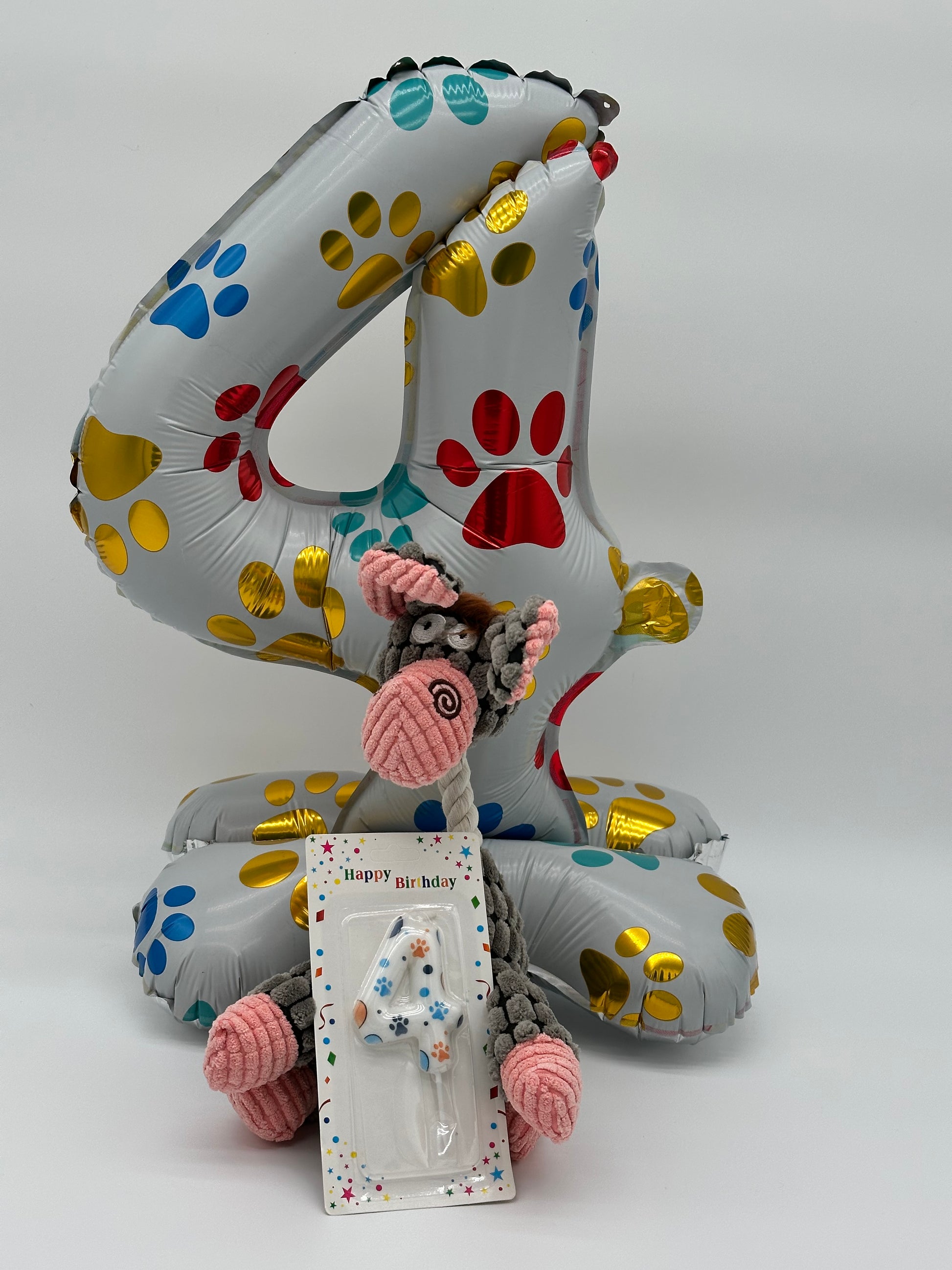 Dog number balloon, candle and soft squeaky animal set