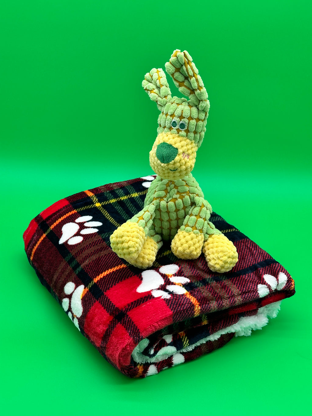 Dog Christmas gift set with warm blanket, soft toy and treats