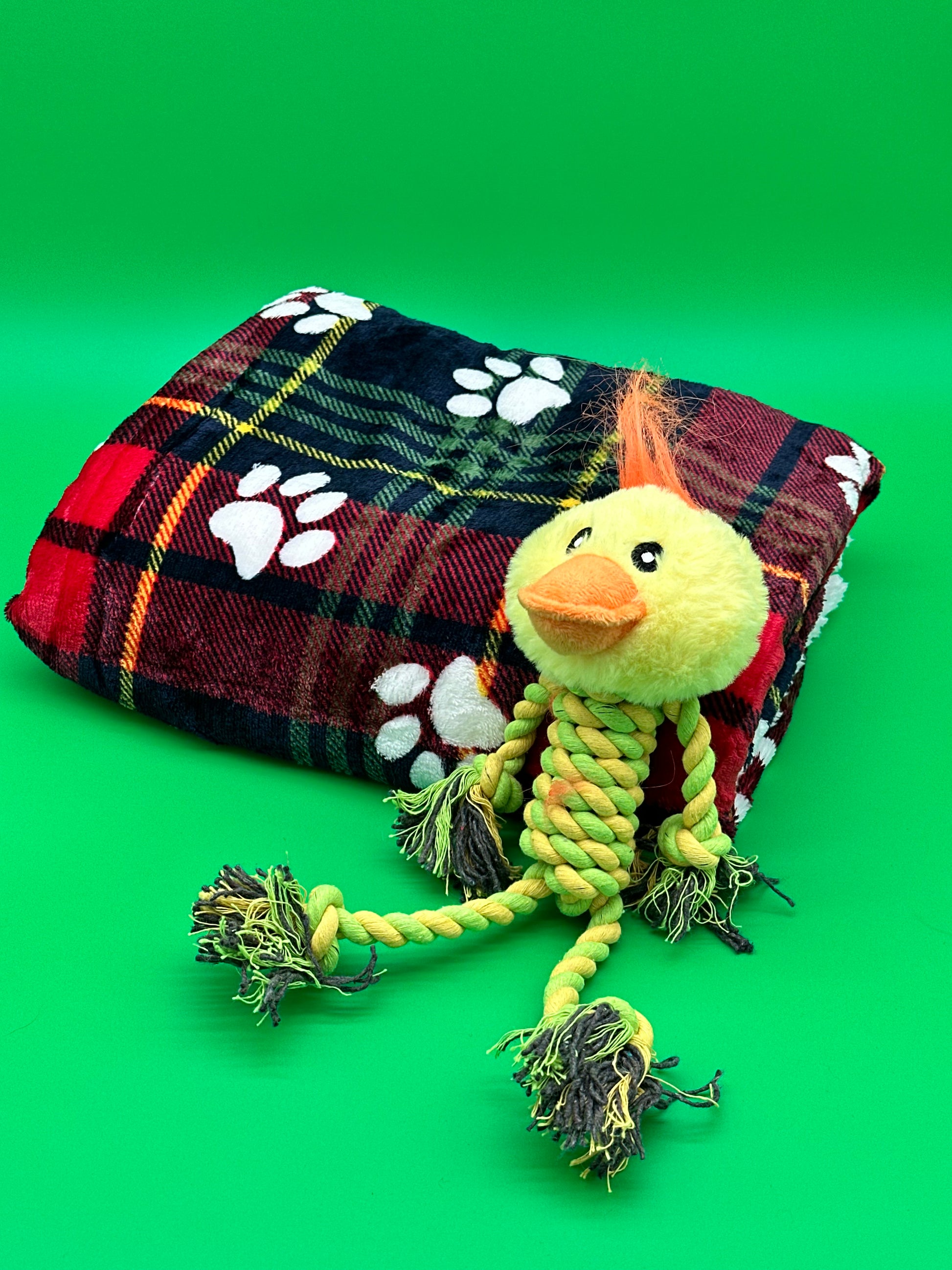 Dog Christmas gift set with warm blanket and rope toy