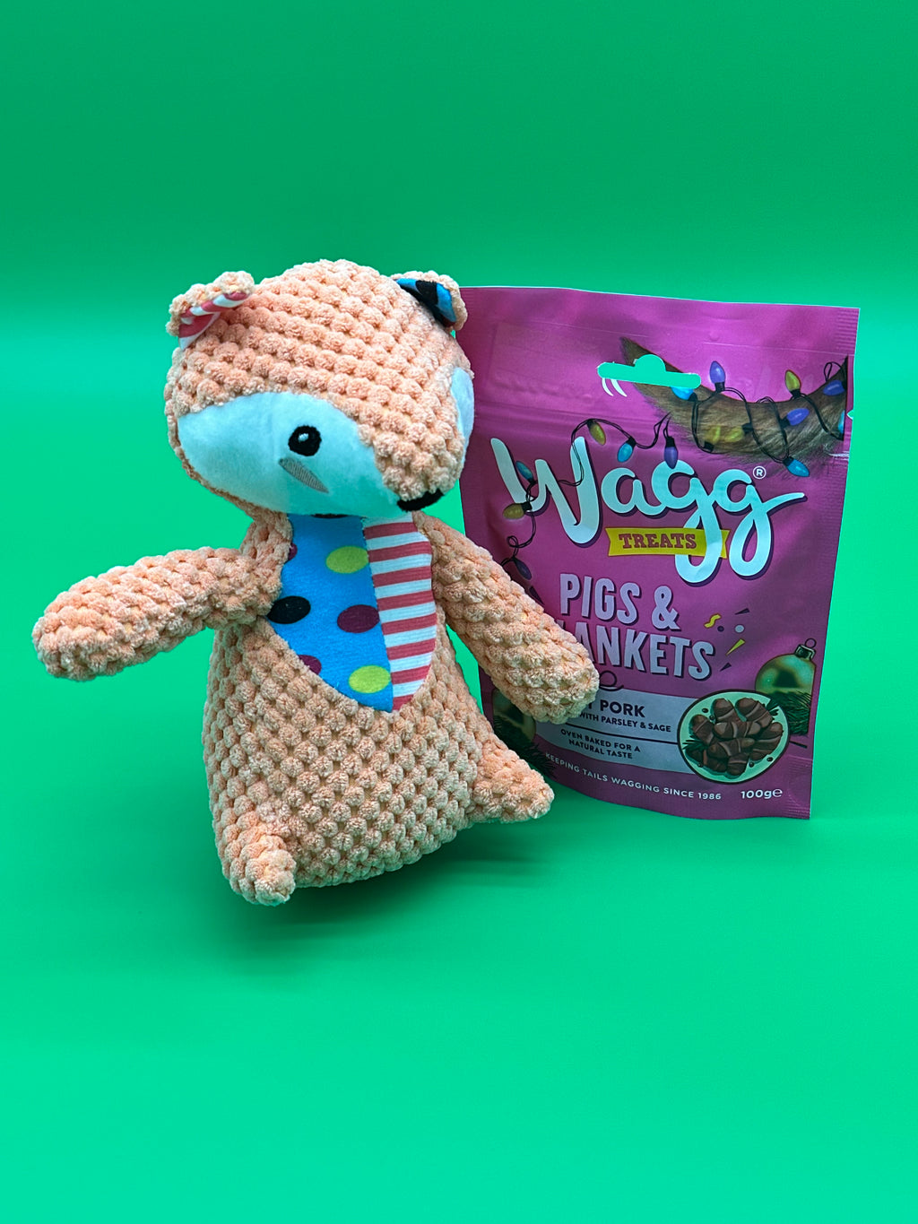 Dog Christmas Gift with a soft toy, treats and toys