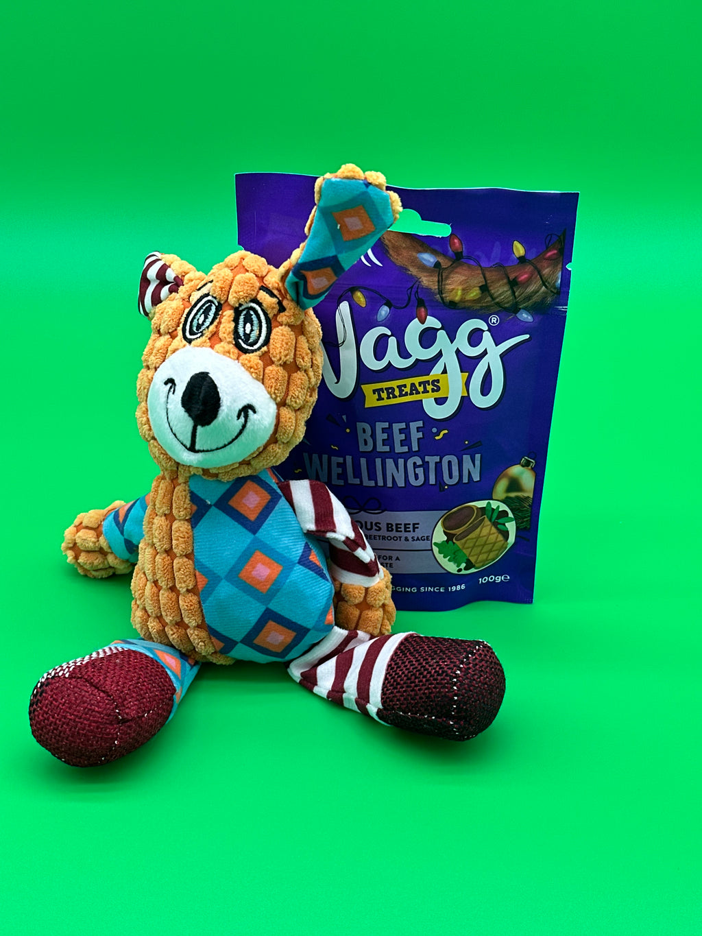 Christmas Dog Box with teddy, mince pies, treats, bandana and ball