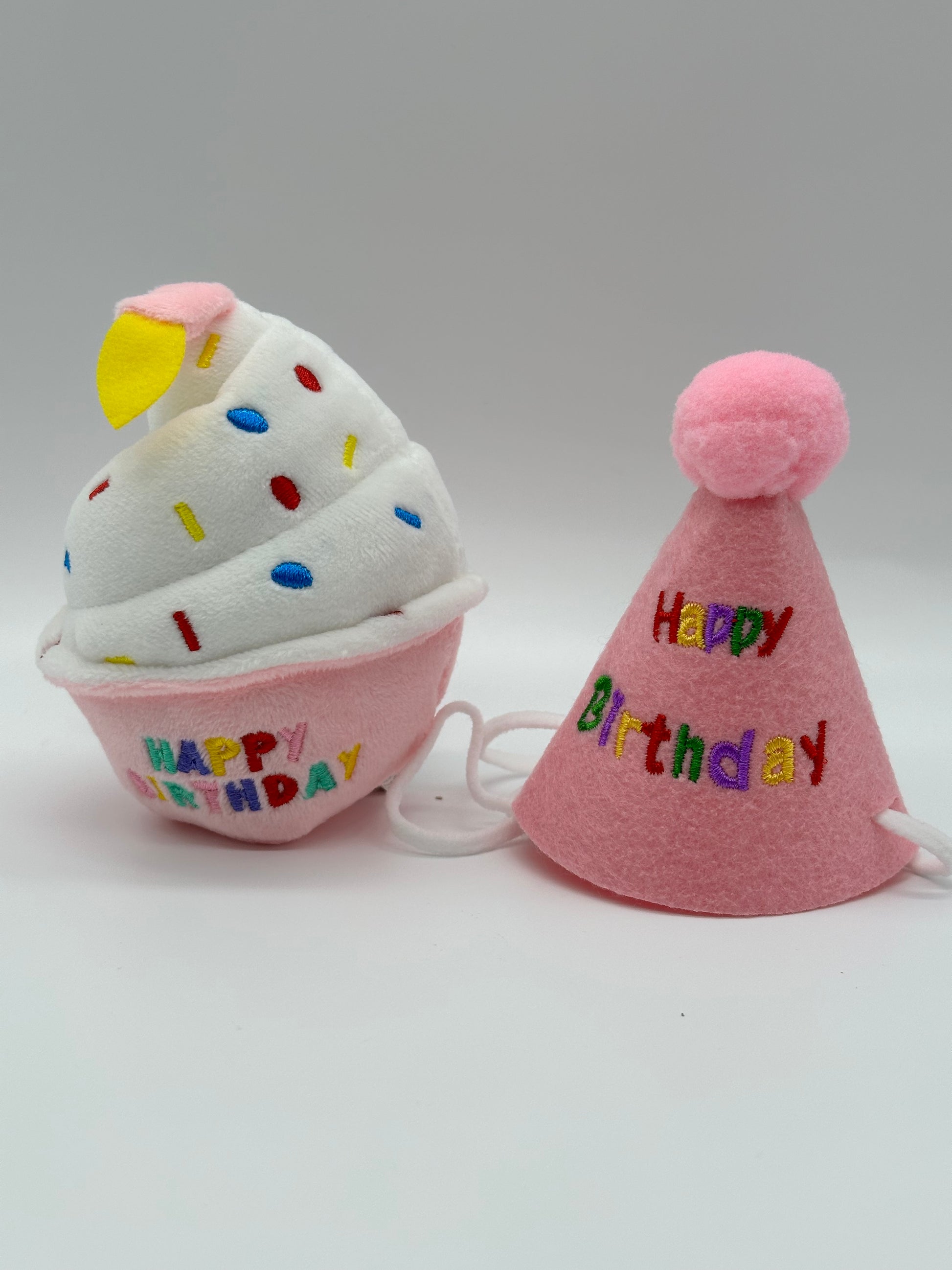Small Dog Birthday Box with Treats, Birthday Hat and Soft Squeaky Cupcake Toy