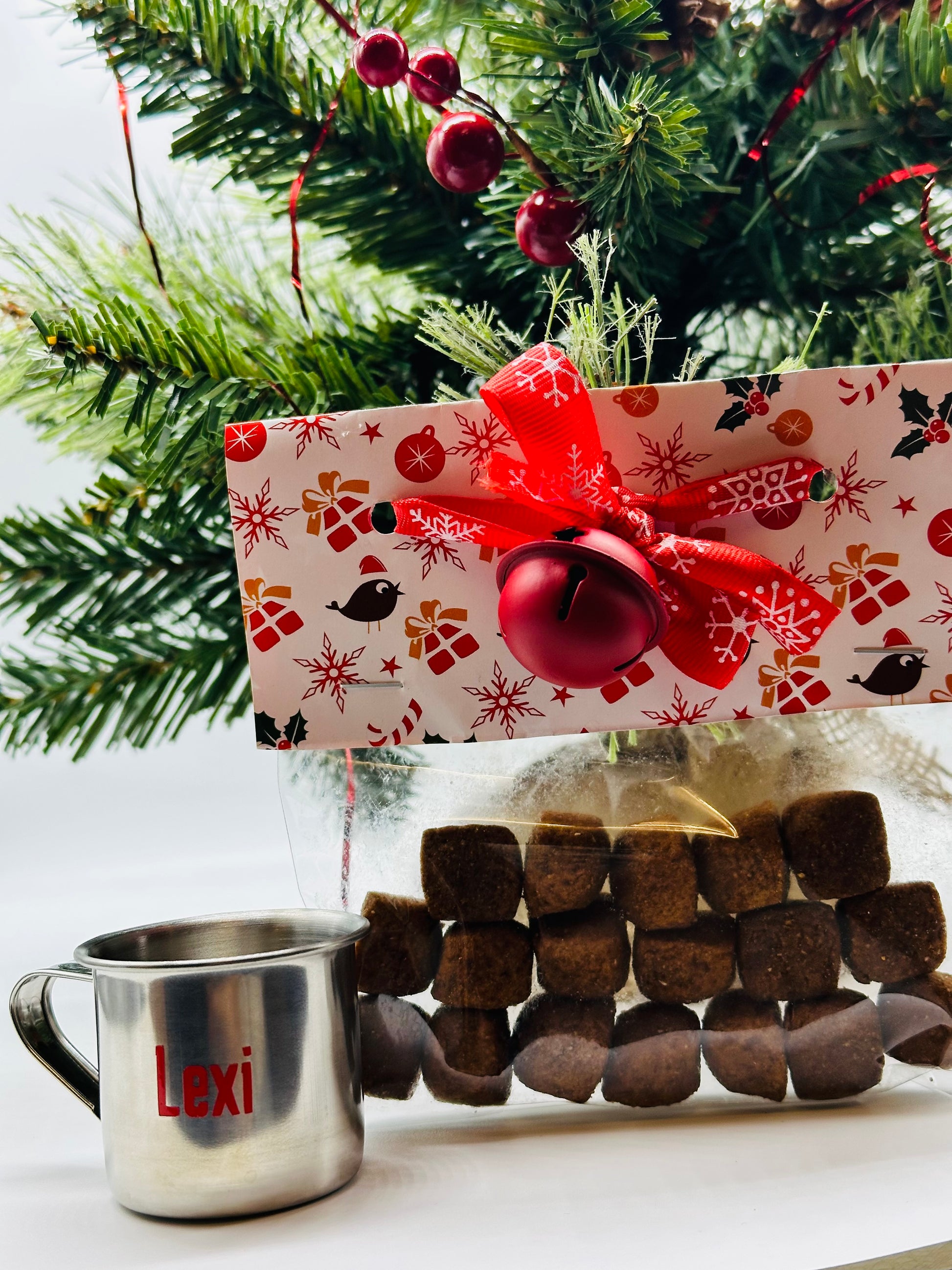 Personalised Pup Cup with Christmas Treat Bag