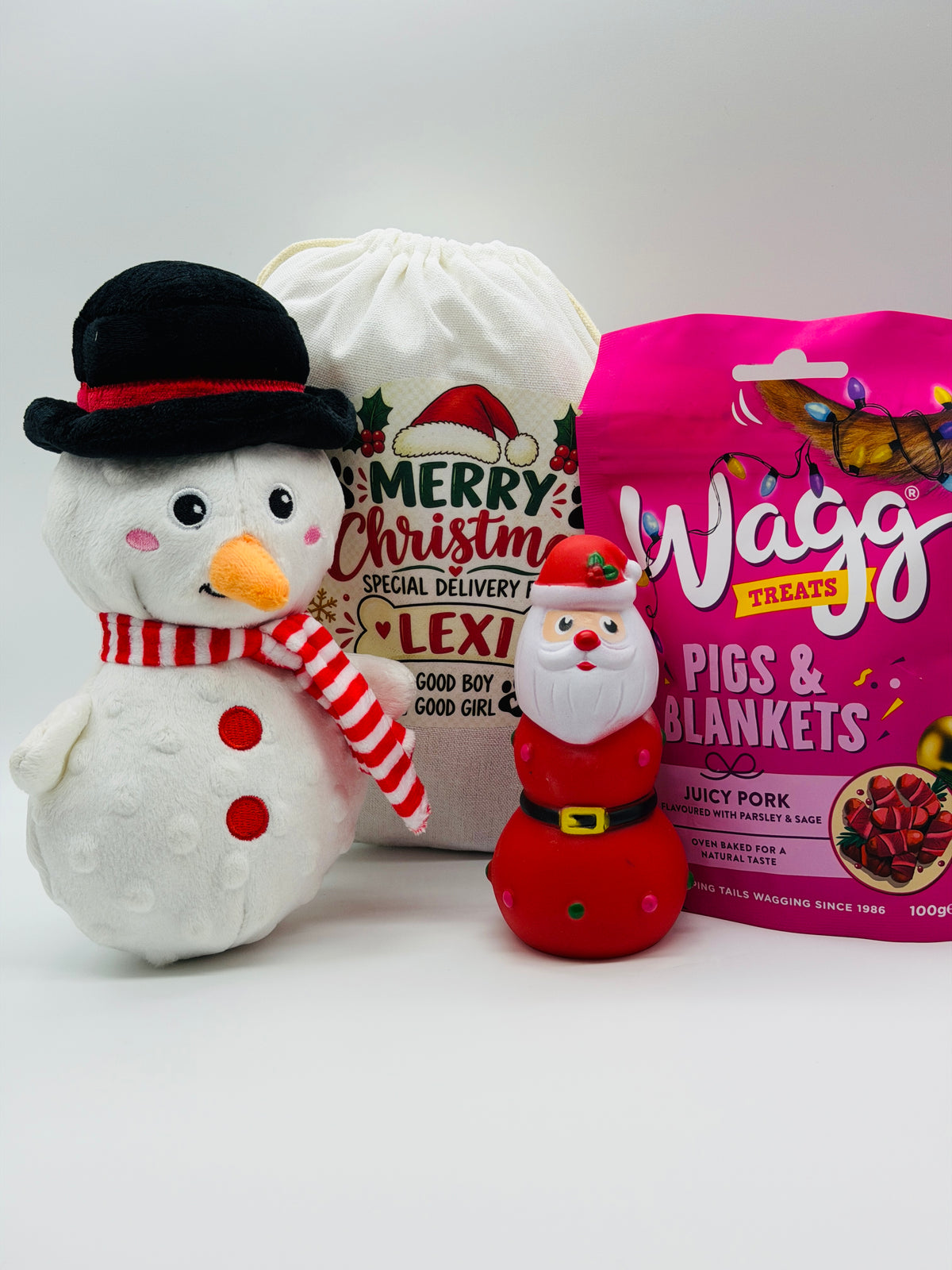 Personalised Christmas Dog Gift Box With Snowman or Gingerbread Man