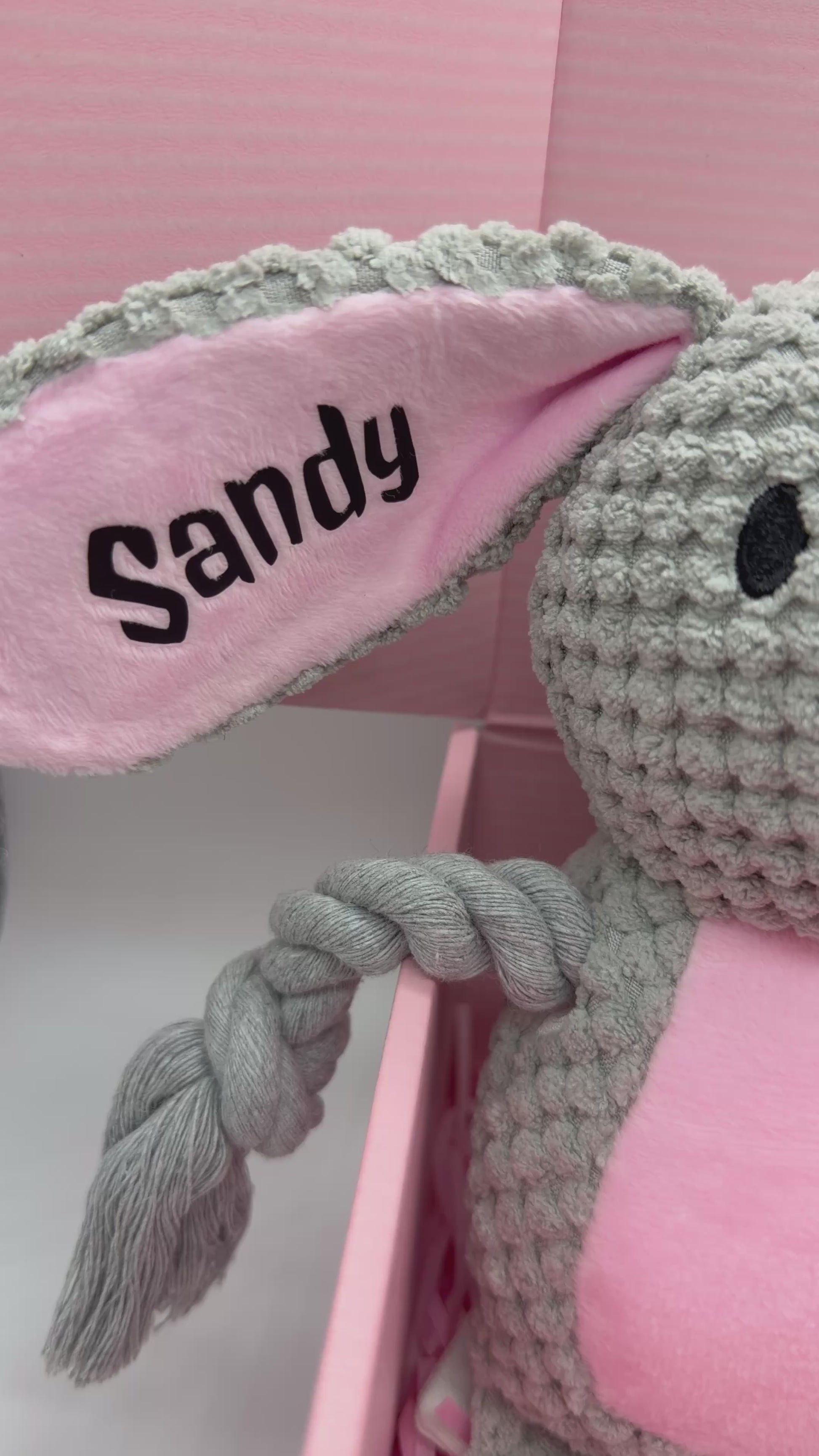 Personalised Bunny Dog Toy with birthday hat | Dog Name & Date Keepsake